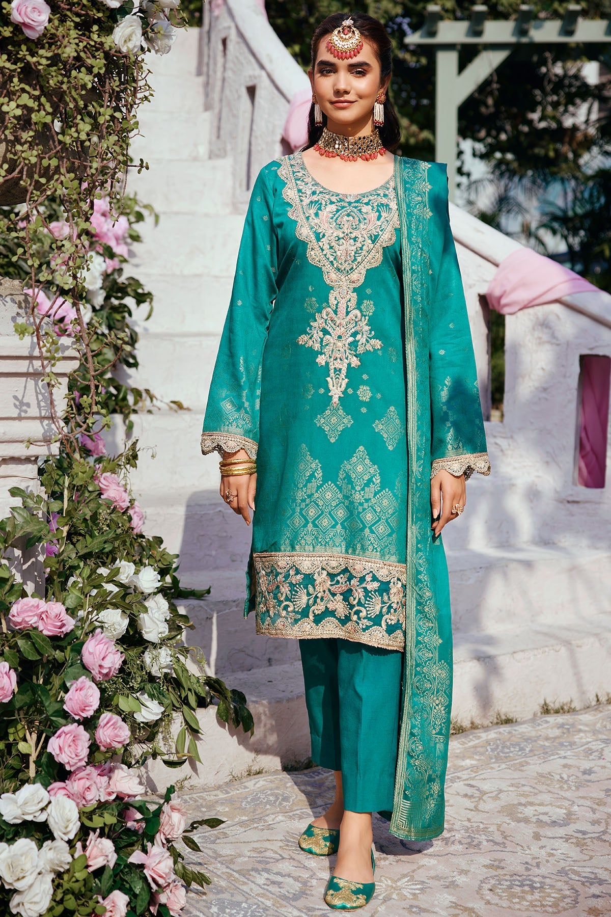 3857-CYRA EMBROIDERED JACQUARD UNSTITCHED