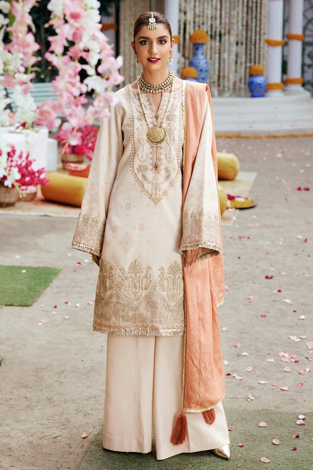 3860-NAZM EMBROIDERED JACQUARD STITCHED