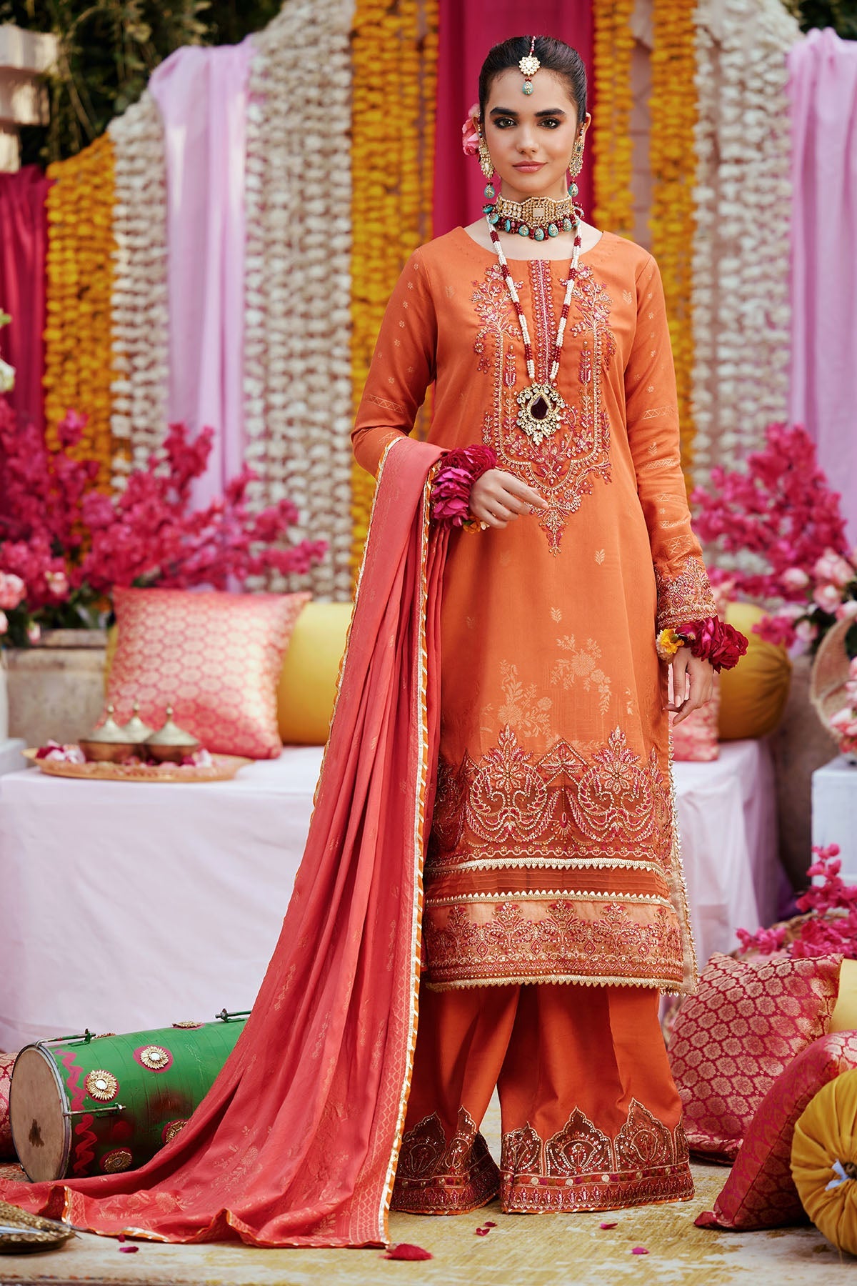 3863-GULAAB EMBROIDERED JACQUARD STITCHED