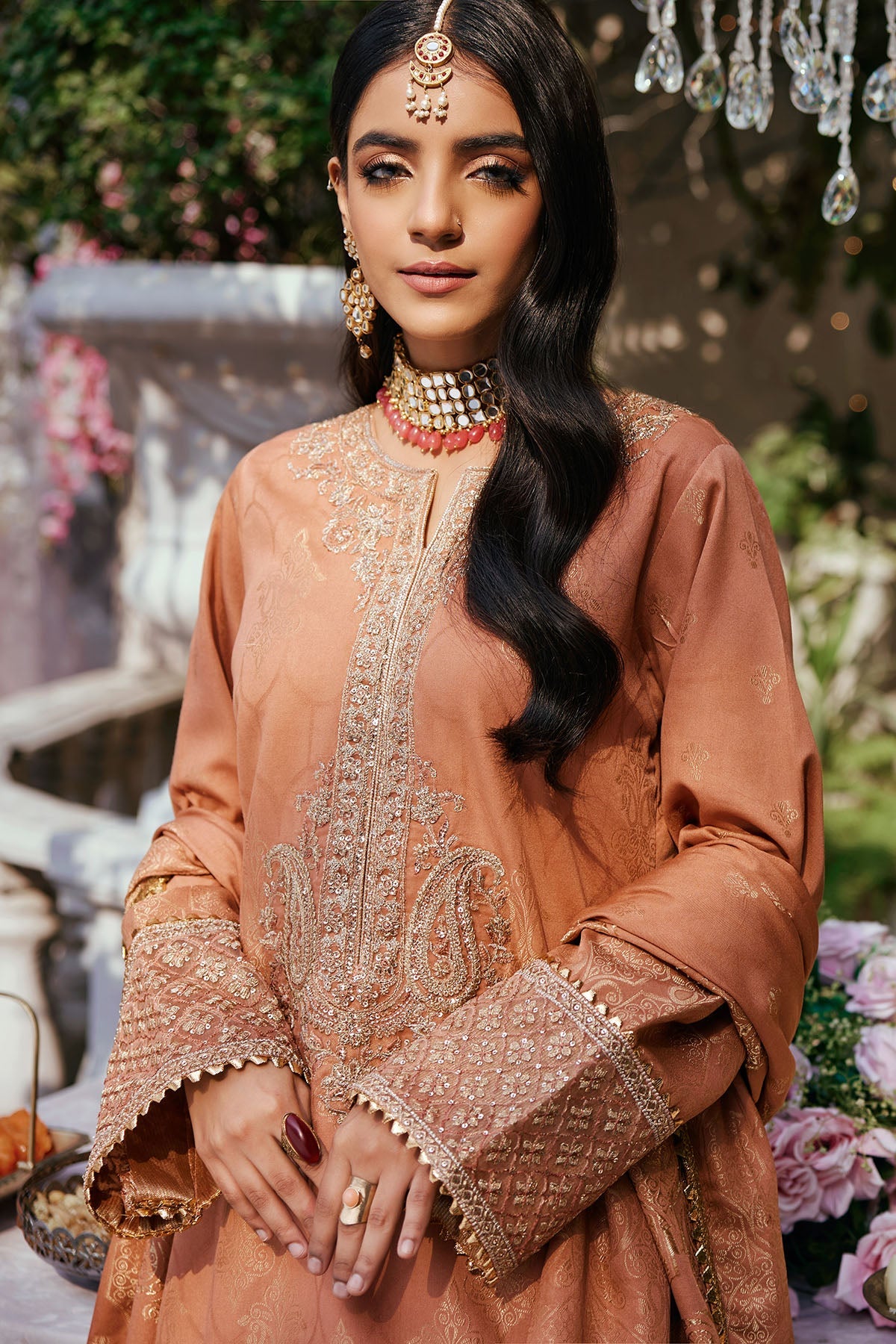 3870-LAILA EMBROIDERED JACQUARD UNSTITCHED
