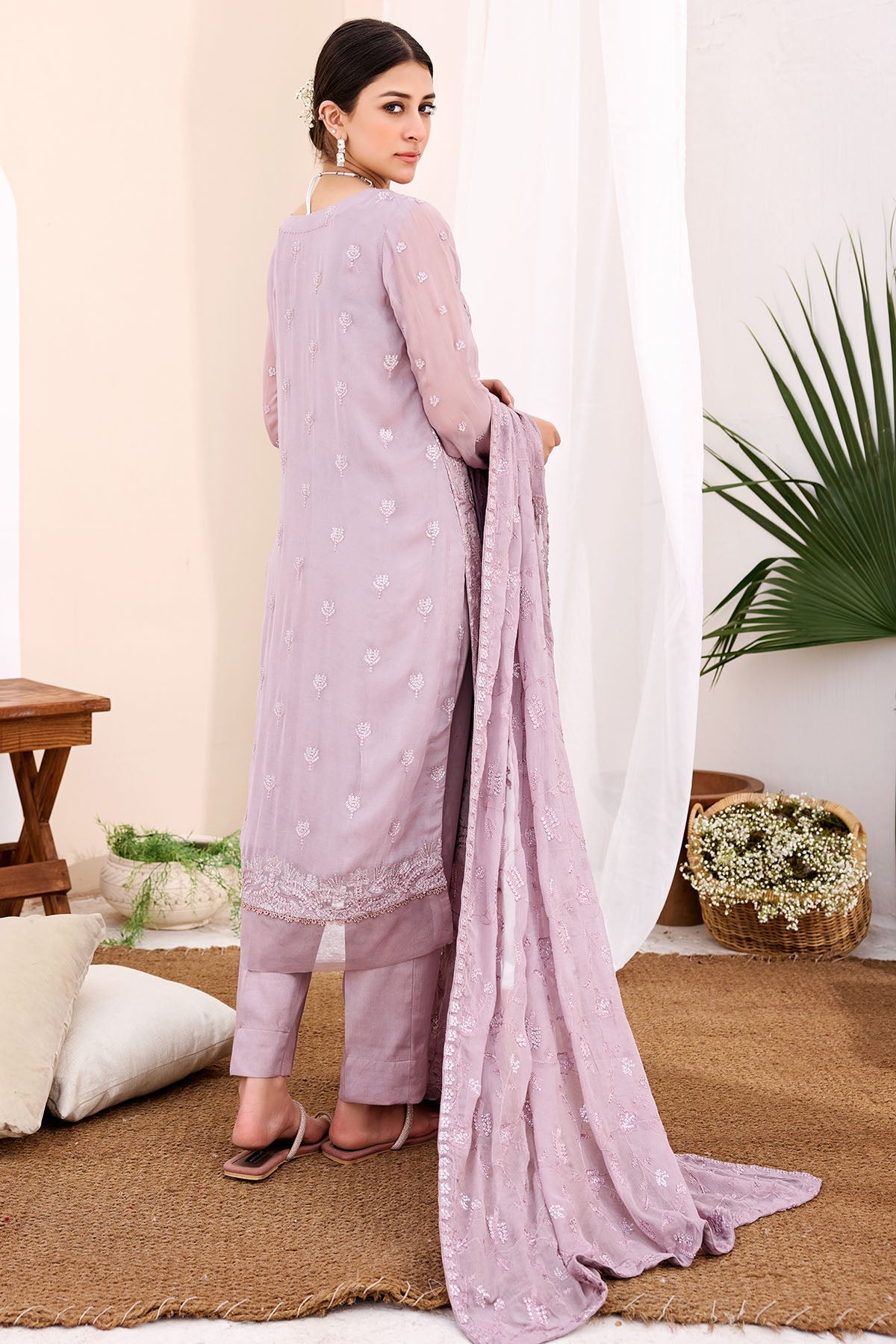 3892-GAELLE EMBROIDERED BEMBERG CHIFFON UNSTITCHED
