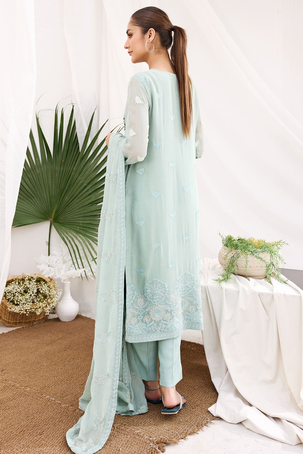 3894-ISABELLA EMBROIDERED BEMBERG CHIFFON UNSTITCHED