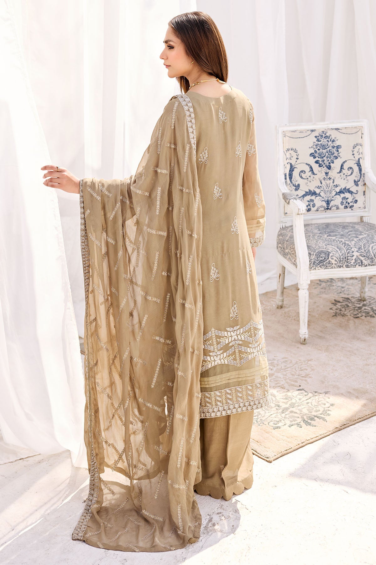 3896-ISLA EMBROIDERED BEMBERG CHIFFON UNSTITCHED