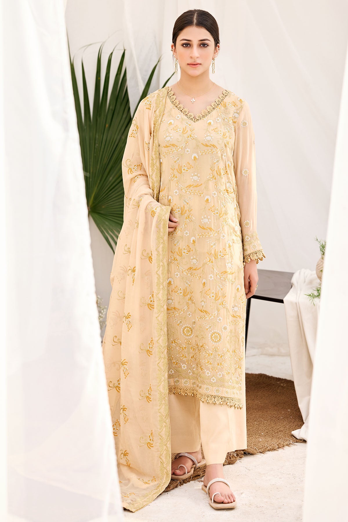 3898-ROSHAN EMBROIDERED BEMBERG CHIFFON UNSTITCHED