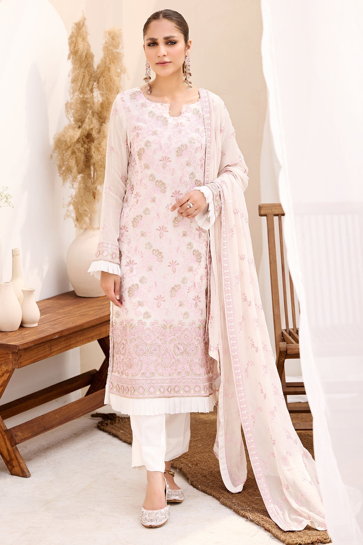 3900-ASAL EMBROIDERED BEMBERG CHIFFON UNSTITCHED