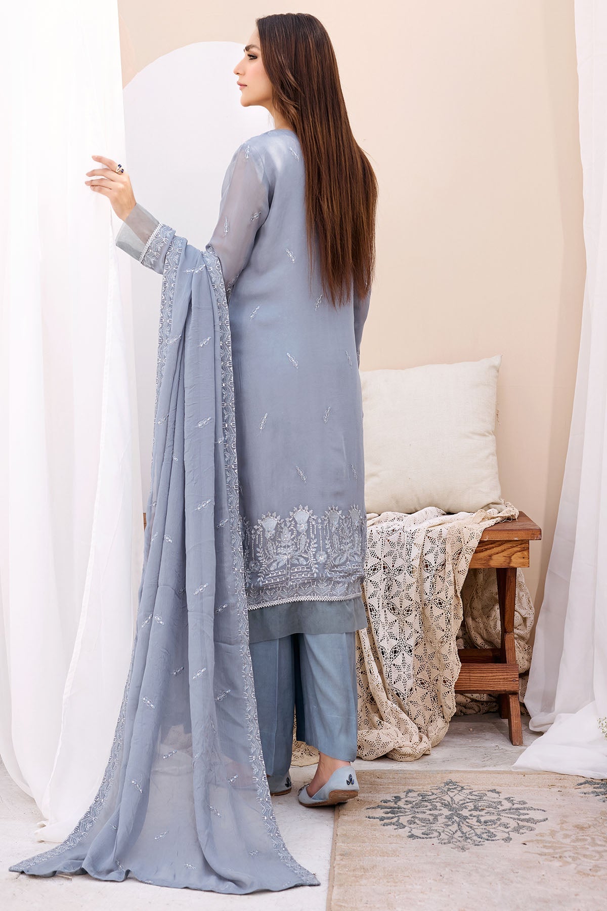 3905-KAIE EMBROIDERED BEMBERG CHIFFON UNSTITCHED