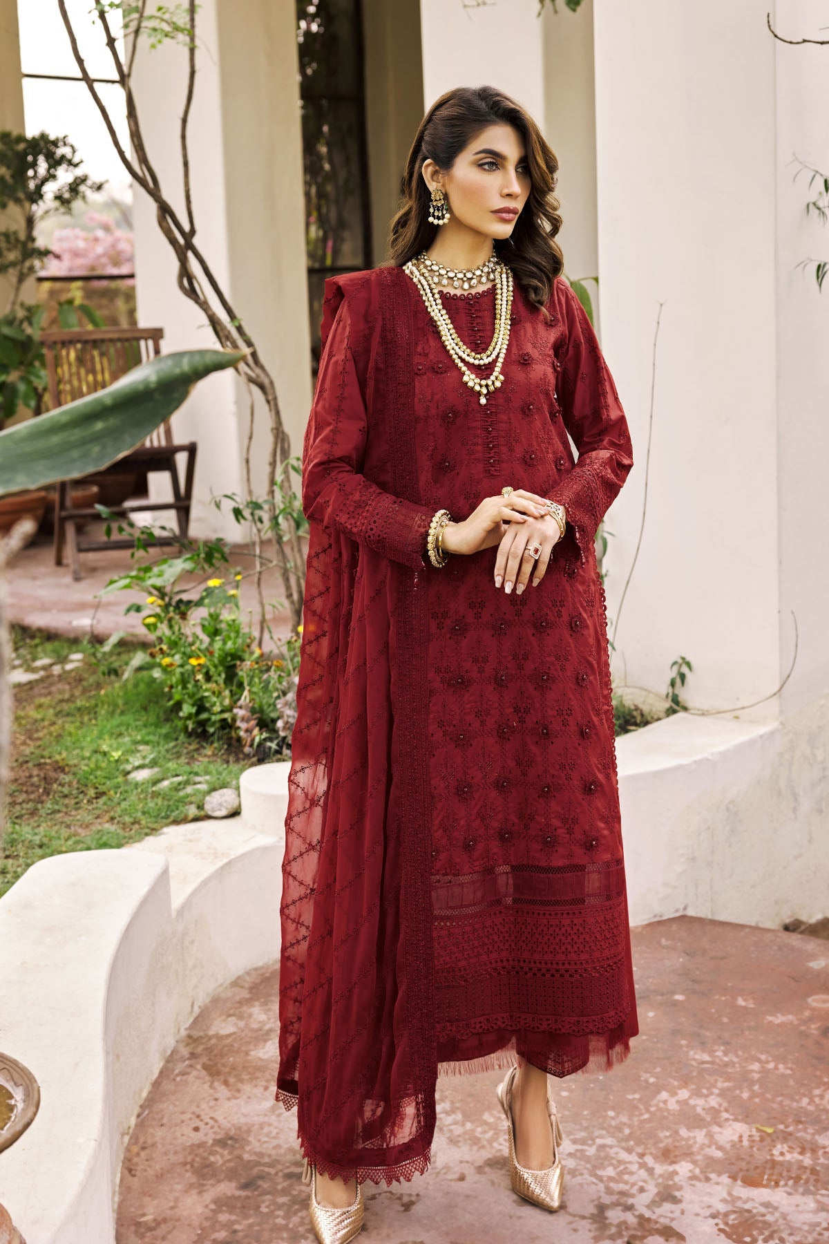 3985-RAHMA EMBROIDERED LAWN STITCHED
