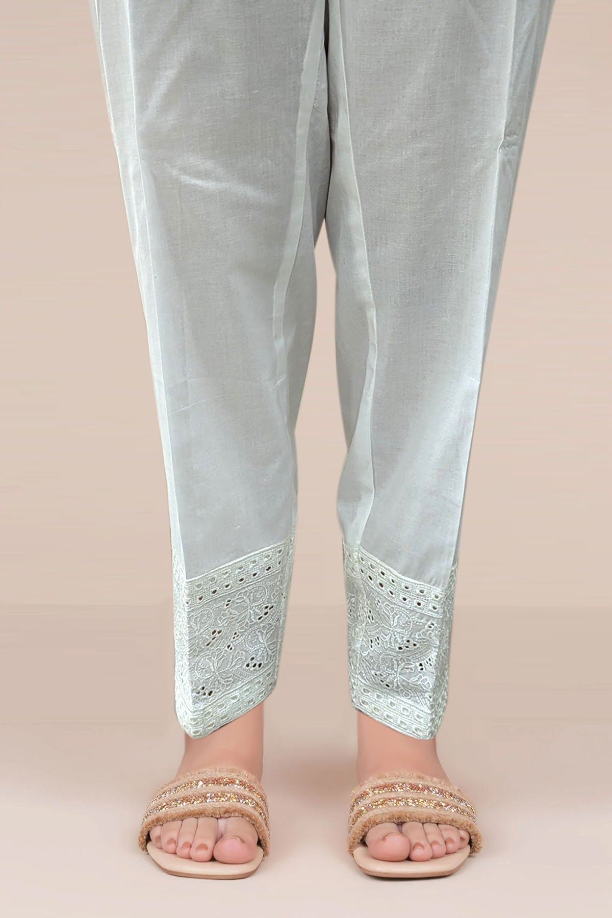 4027-WHITE EMBROIDERED COTTON STITCHED