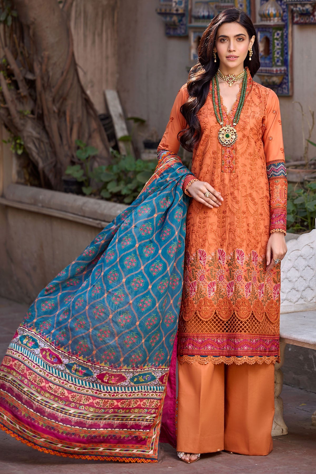 4058-HAZEL EMBROIDERED LAWN STITCHED