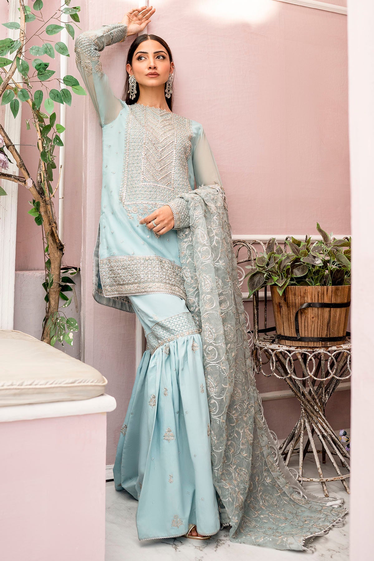 4112-ZEL EMBROIDERED BEMBERG CHIFFON UNSTITCHED