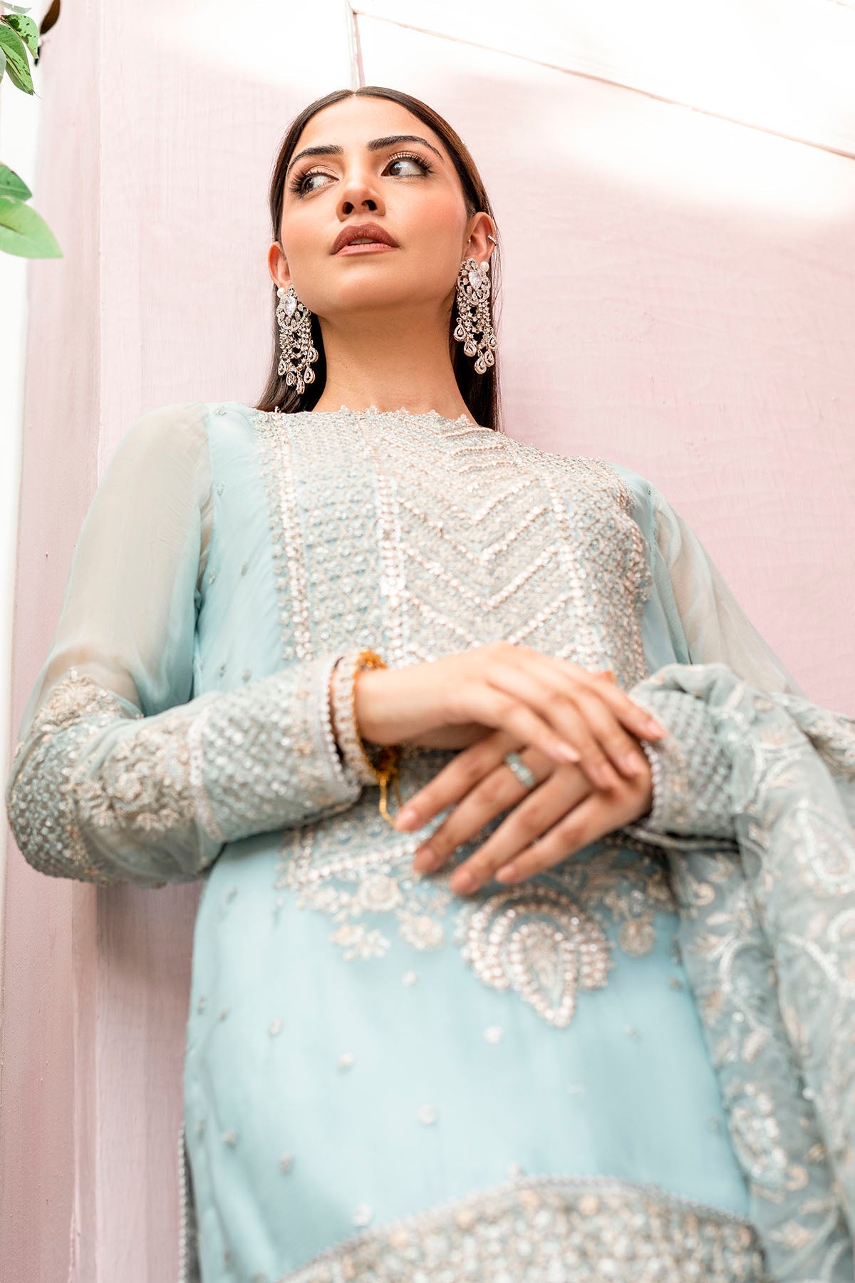 4112-ZEL EMBROIDERED BEMBERG CHIFFON STITCHED