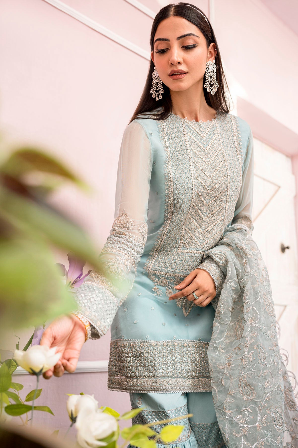 4112-ZEL EMBROIDERED BEMBERG CHIFFON UNSTITCHED