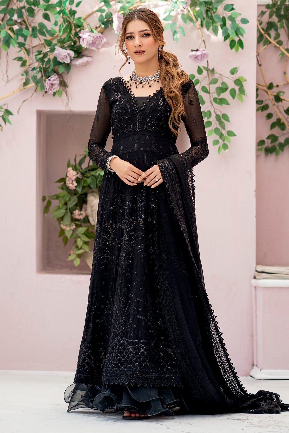 4113-ELAI EMBROIDERED BEMBERG CHIFFON UNSTITCHED