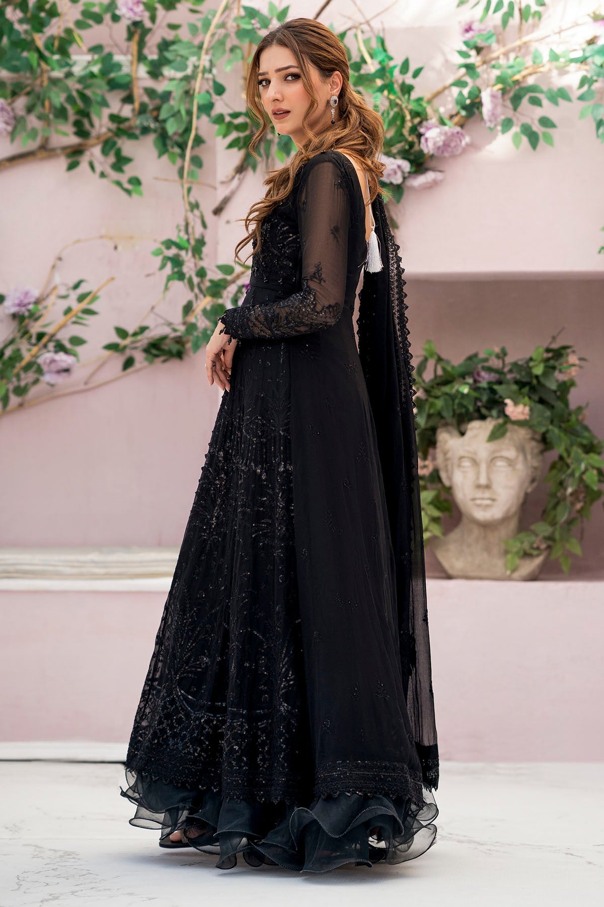 4113-ELAI EMBROIDERED BEMBERG CHIFFON STITCHED