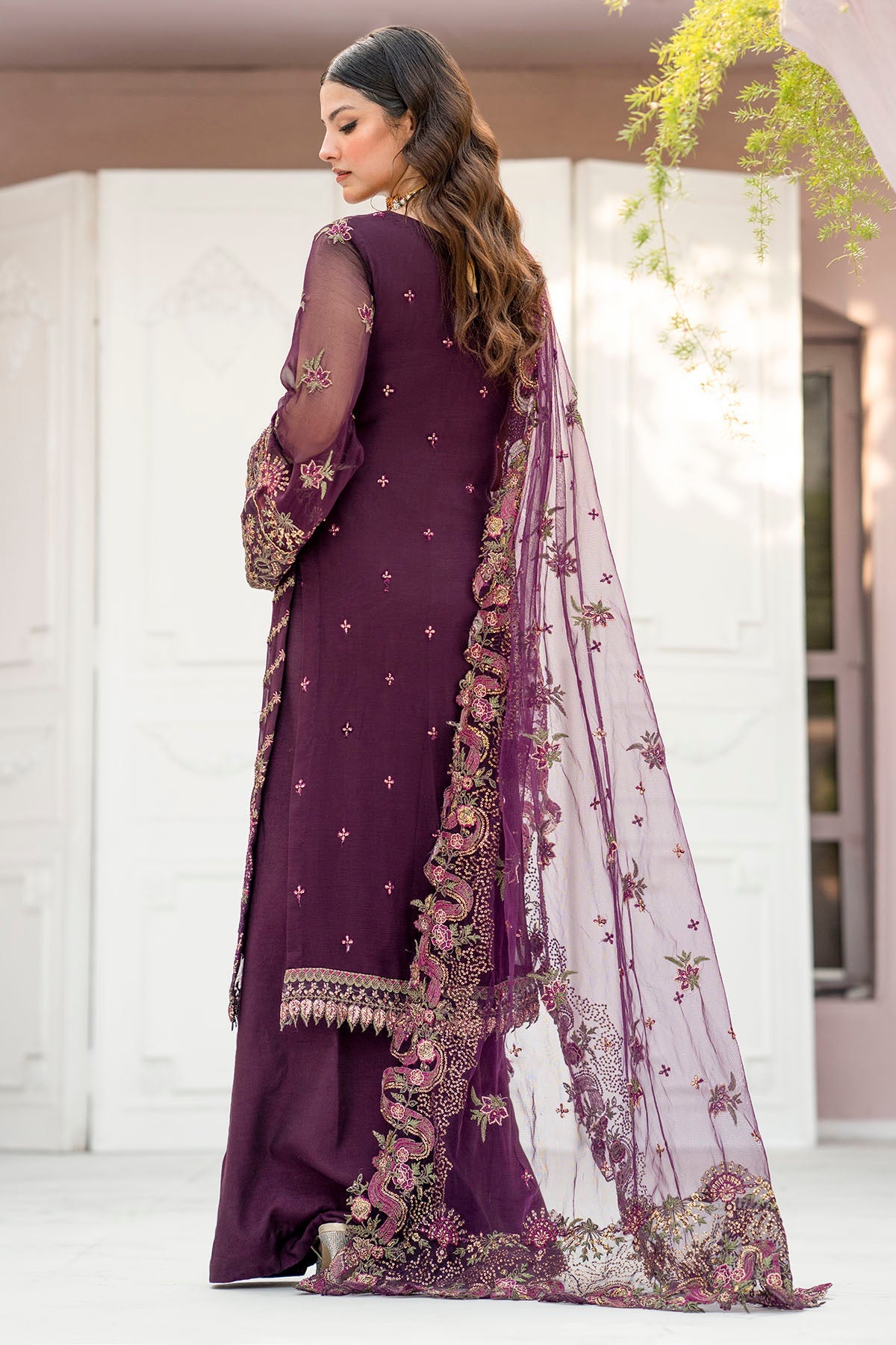 4118-CLAUDIA EMBROIDERED BEMBERG CHIFFON UNSTITCHED
