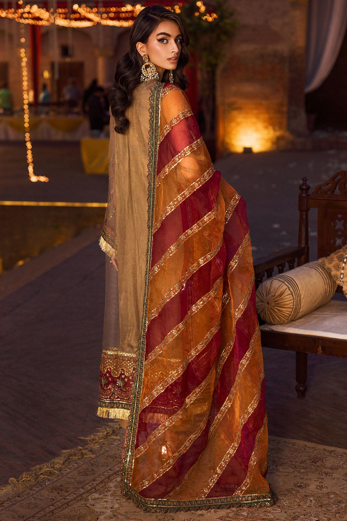 4124-MEHAR EMBROIDERED SILK NET STITCHED