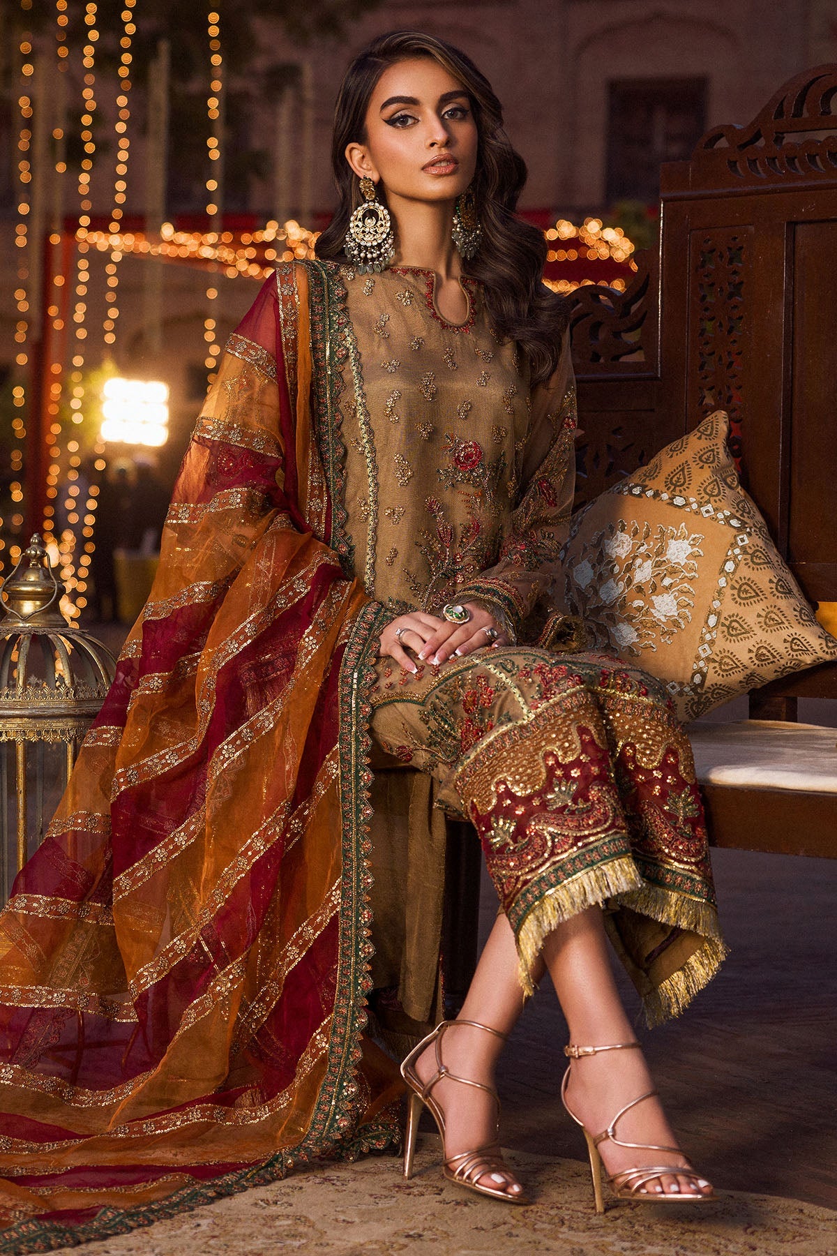 4124-MEHAR EMBROIDERED SILK NET STITCHED