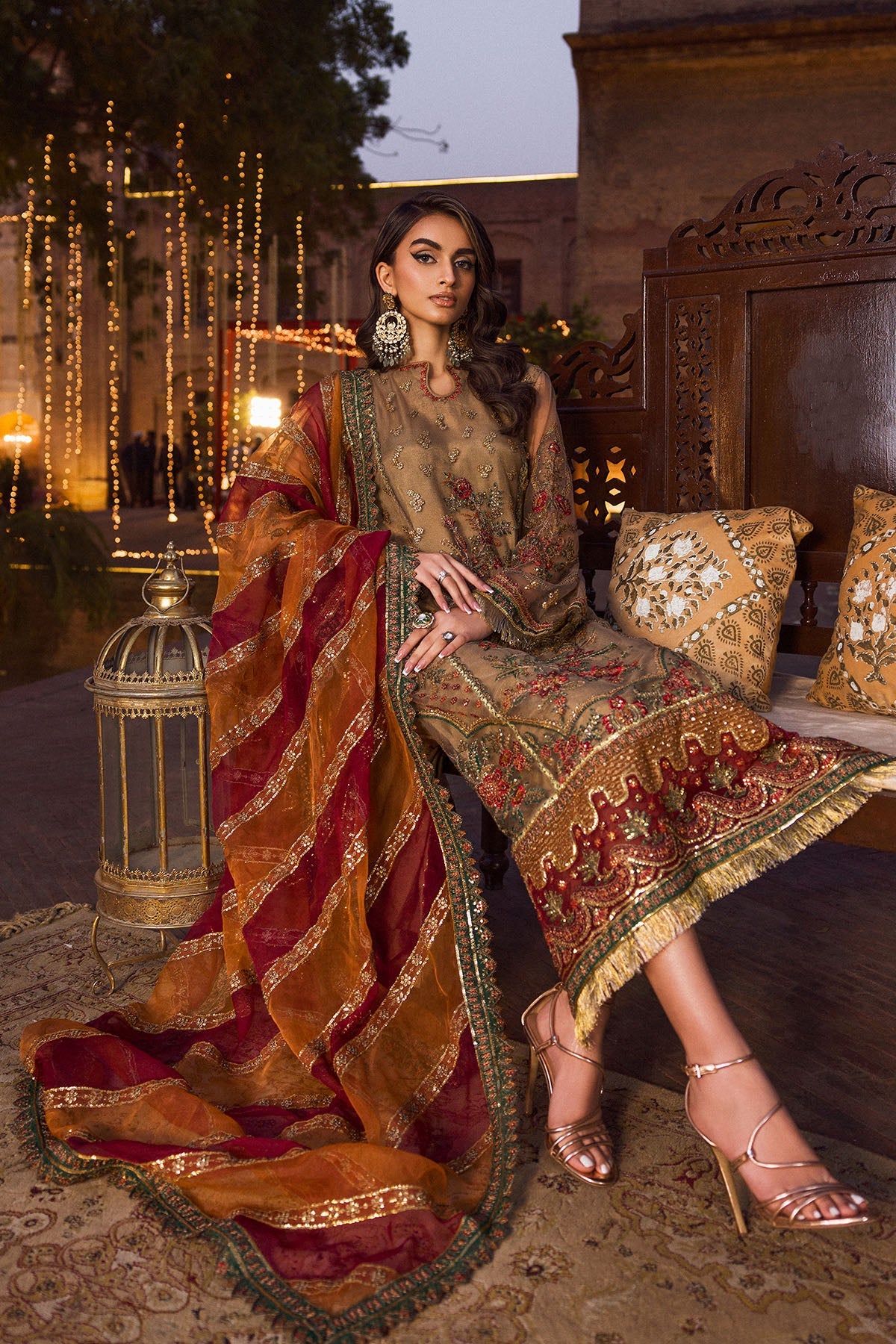 4124-MEHAR EMBROIDERED SILK NET STITCHED