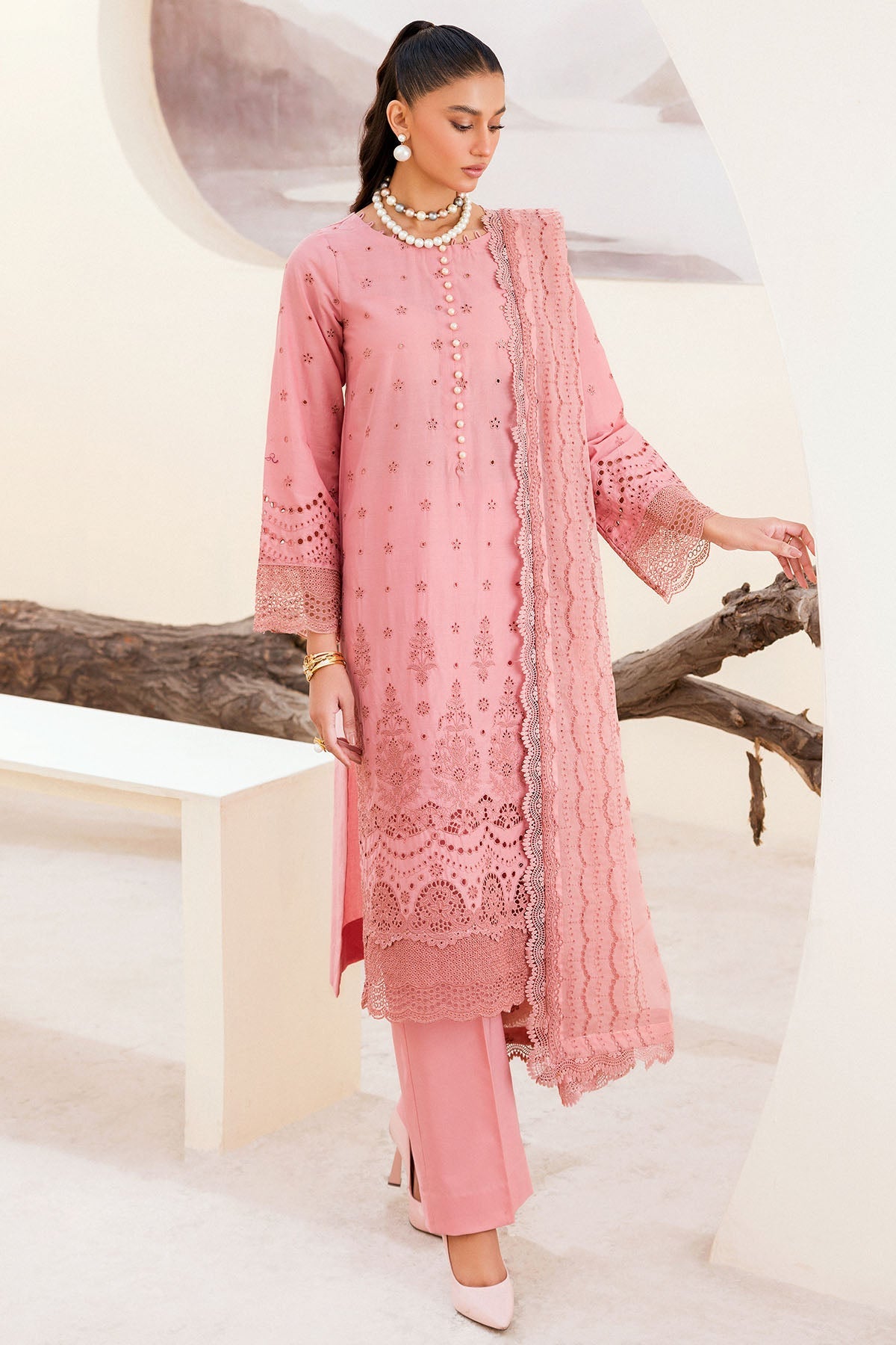 4238-ORCHID EMBROIDERED CAMBRIC STITCHED