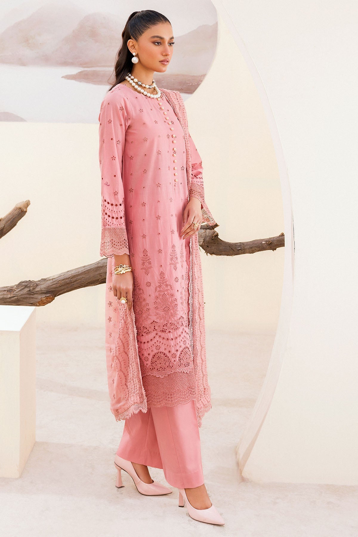 4238-ORCHID EMBROIDERED CAMBRIC STITCHED
