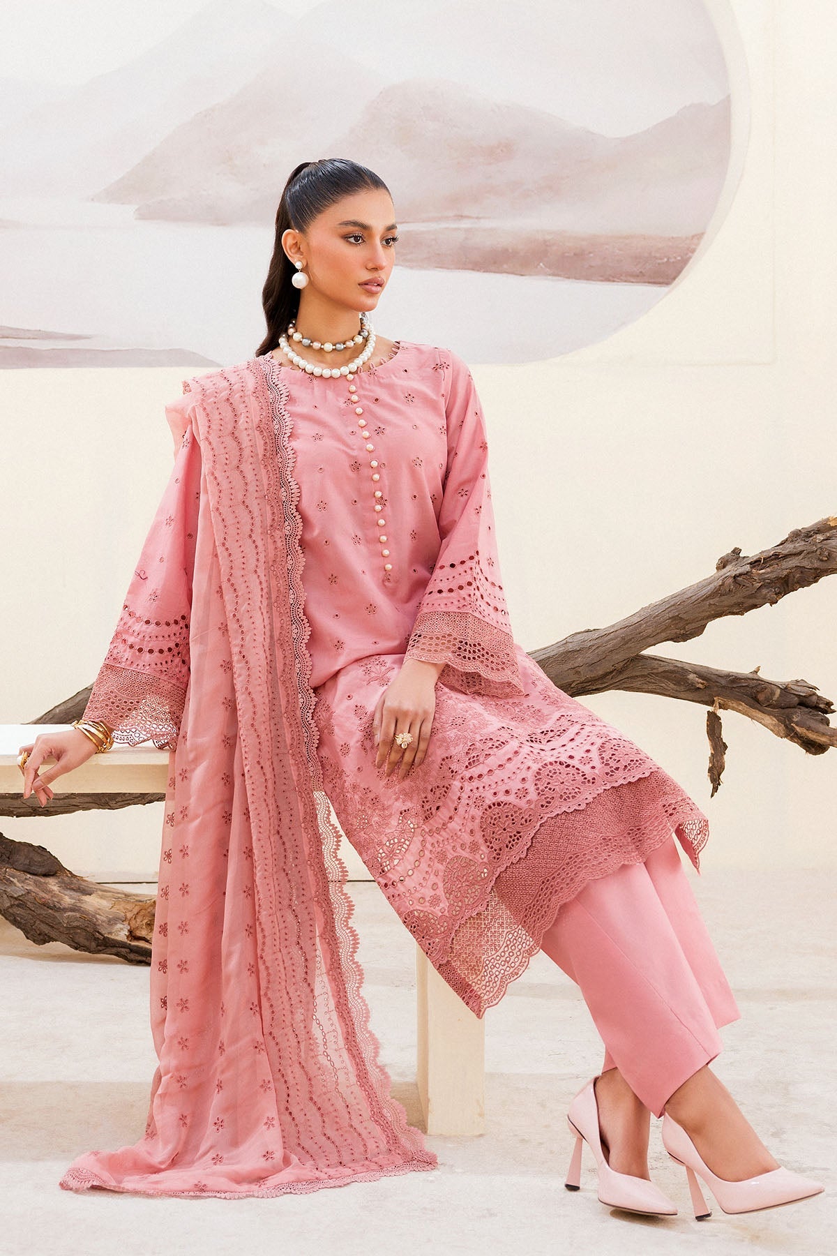 4238-ORCHID EMBROIDERED CAMBRIC STITCHED