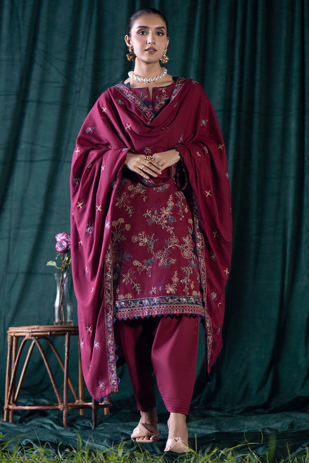 4357-CHIONE EMBROIDERED KHADDAR UNSTITCHED