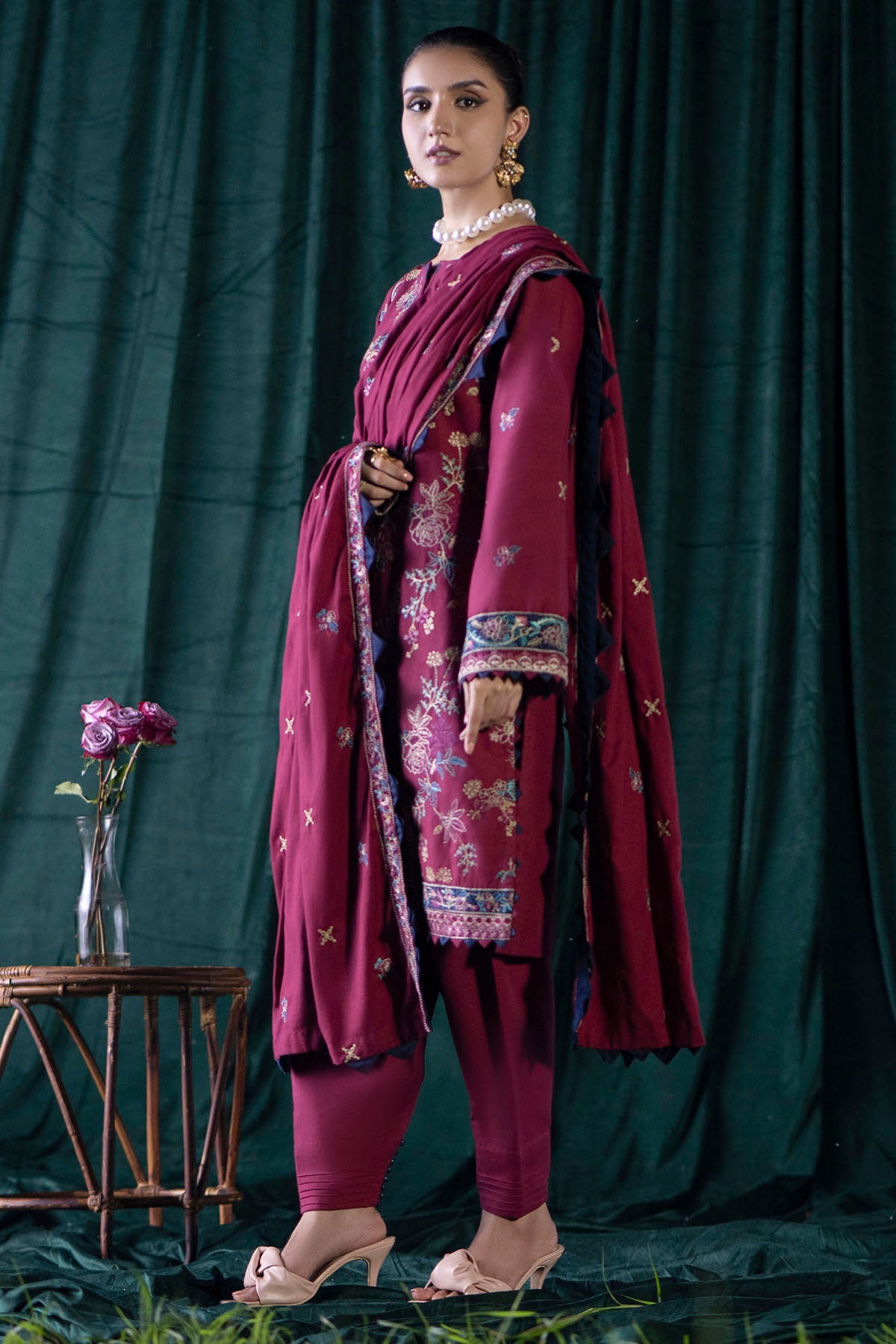 4357-CHIONE EMBROIDERED KHADDAR UNSTITCHED