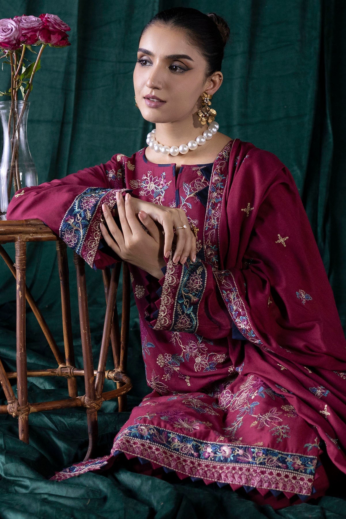 4357-CHIONE EMBROIDERED KHADDAR UNSTITCHED