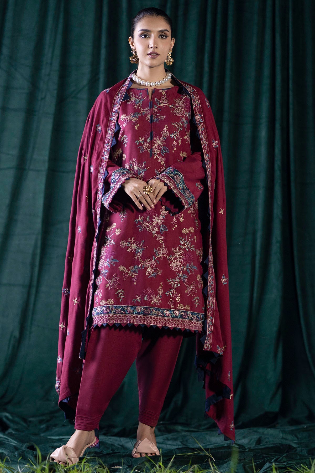 4357-CHIONE EMBROIDERED KHADDAR UNSTITCHED