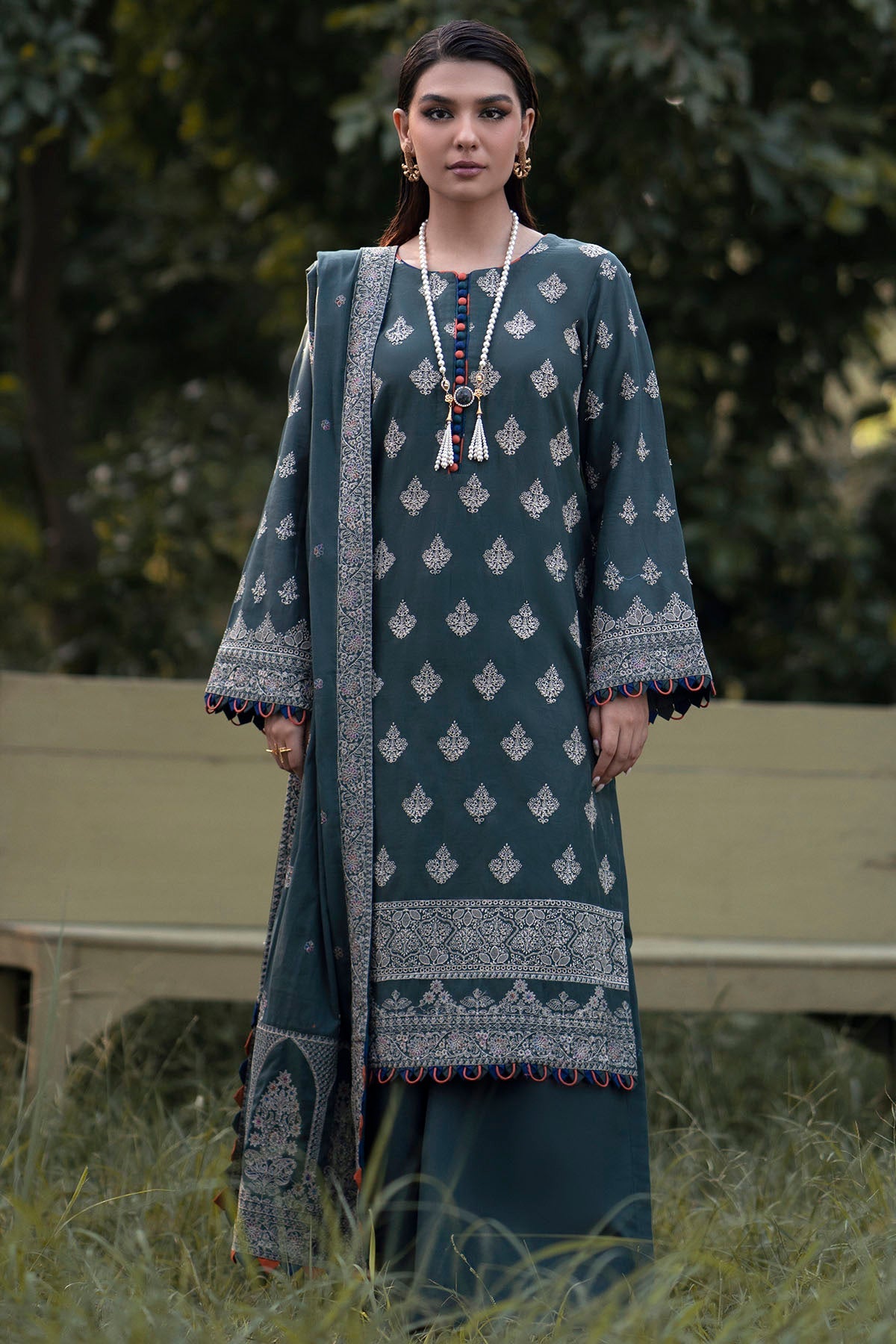4358-MANDISA EMBROIDERED KHADDAR UNSTITCHED