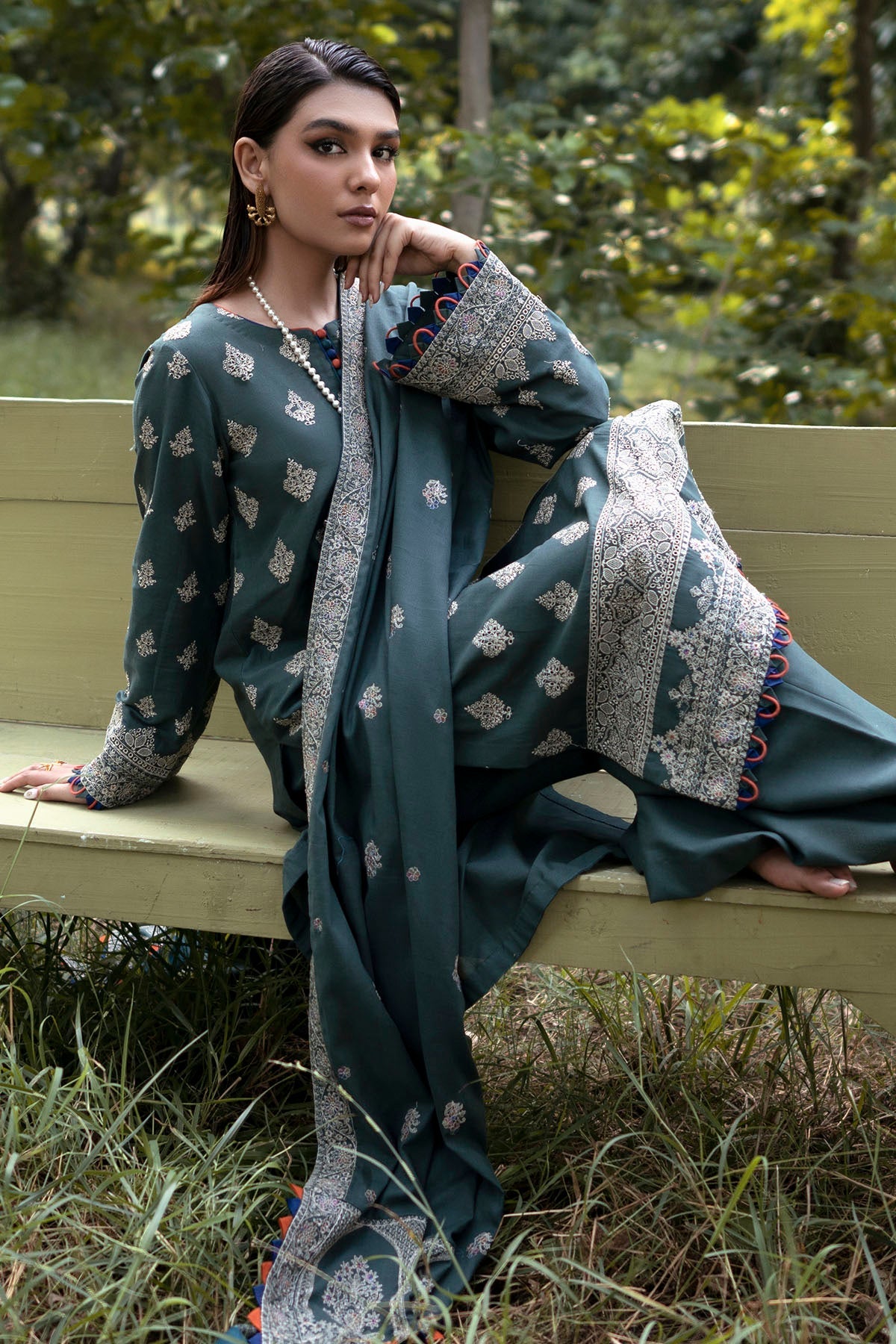 4358-MANDISA EMBROIDERED KHADDAR UNSTITCHED