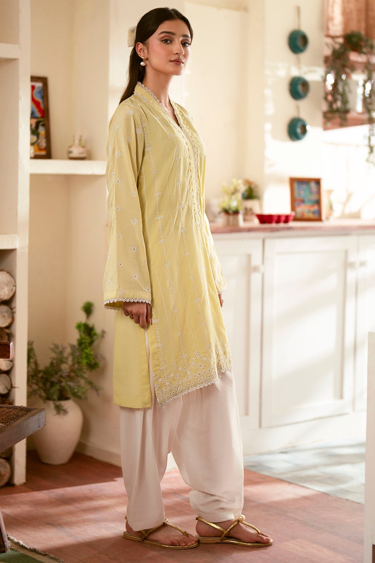 4494-MANAL EMBROIDERED CAMBRIC STITCHED