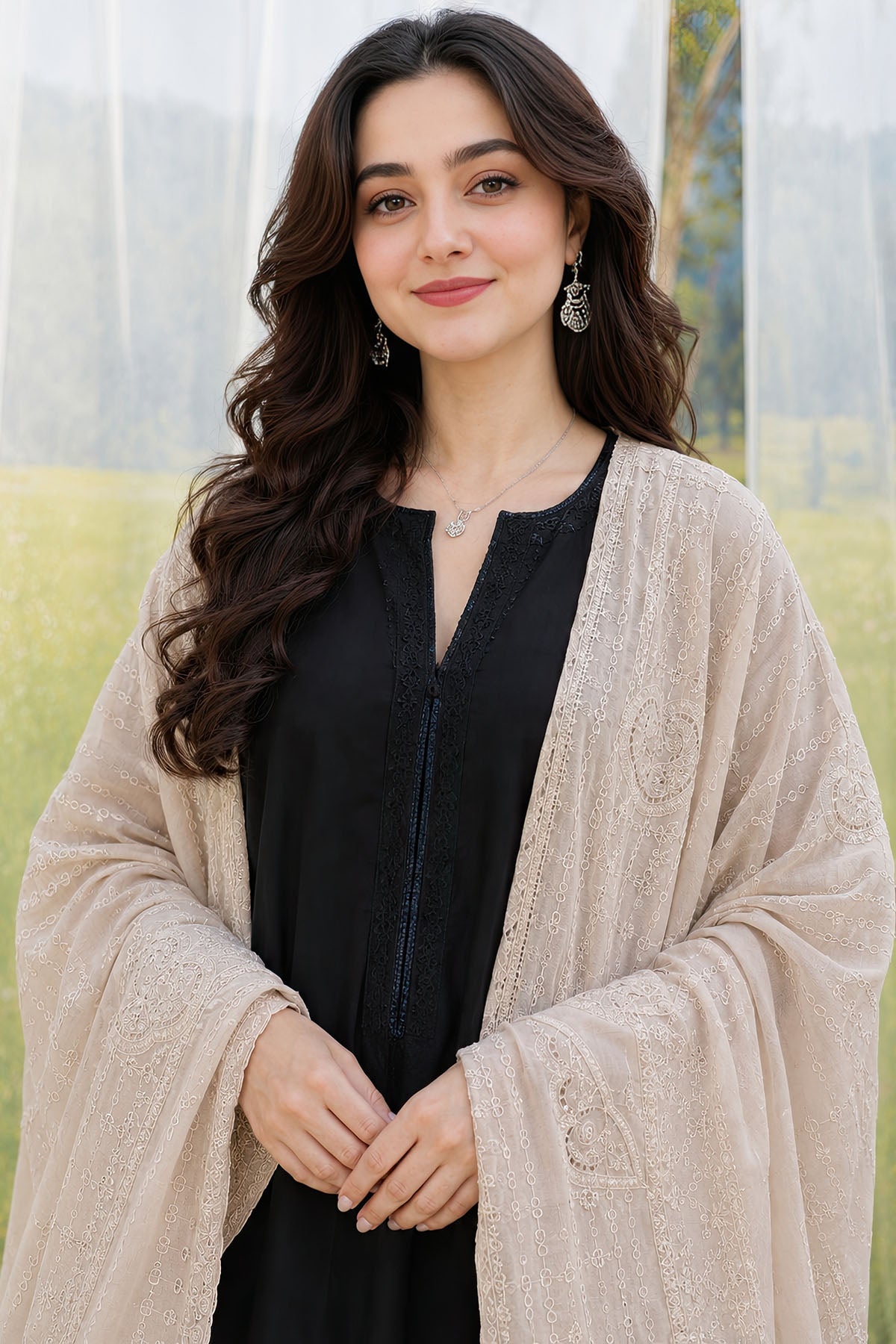 4503-VINCE EMBROIDERED COTTON SHAWL
