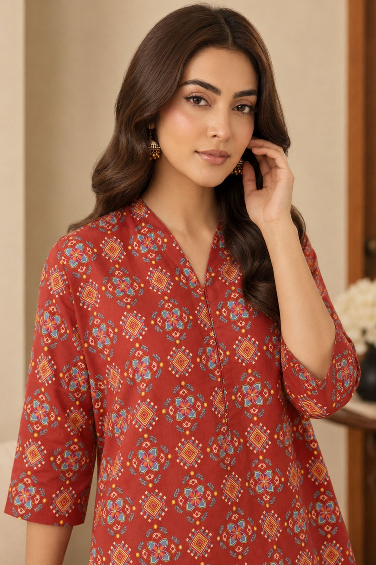 4566-REEM DIGITAL PRINTED LAWN STITCHED