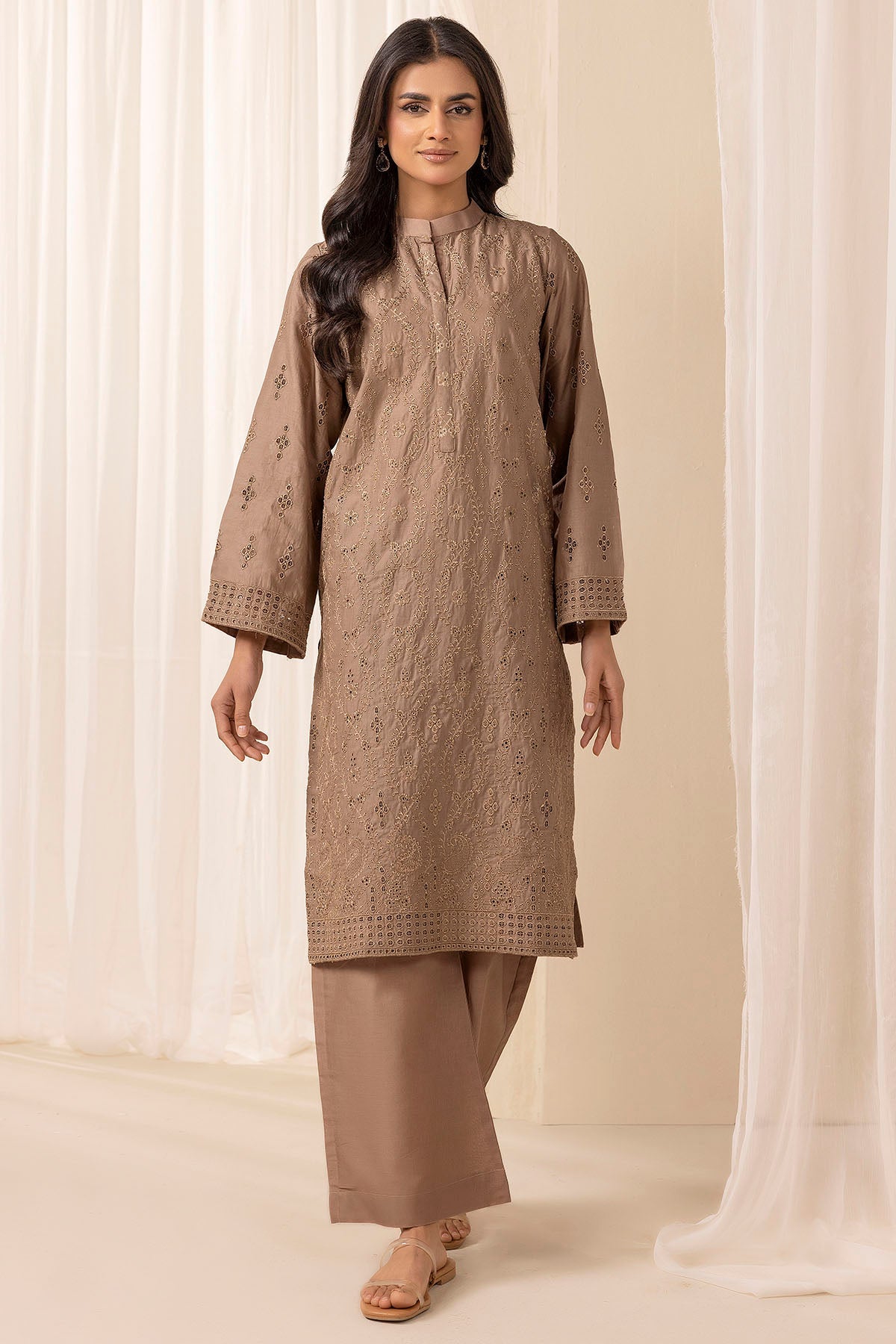 4783-GARNET EMBROIDERED CAMBRIC STITCHED