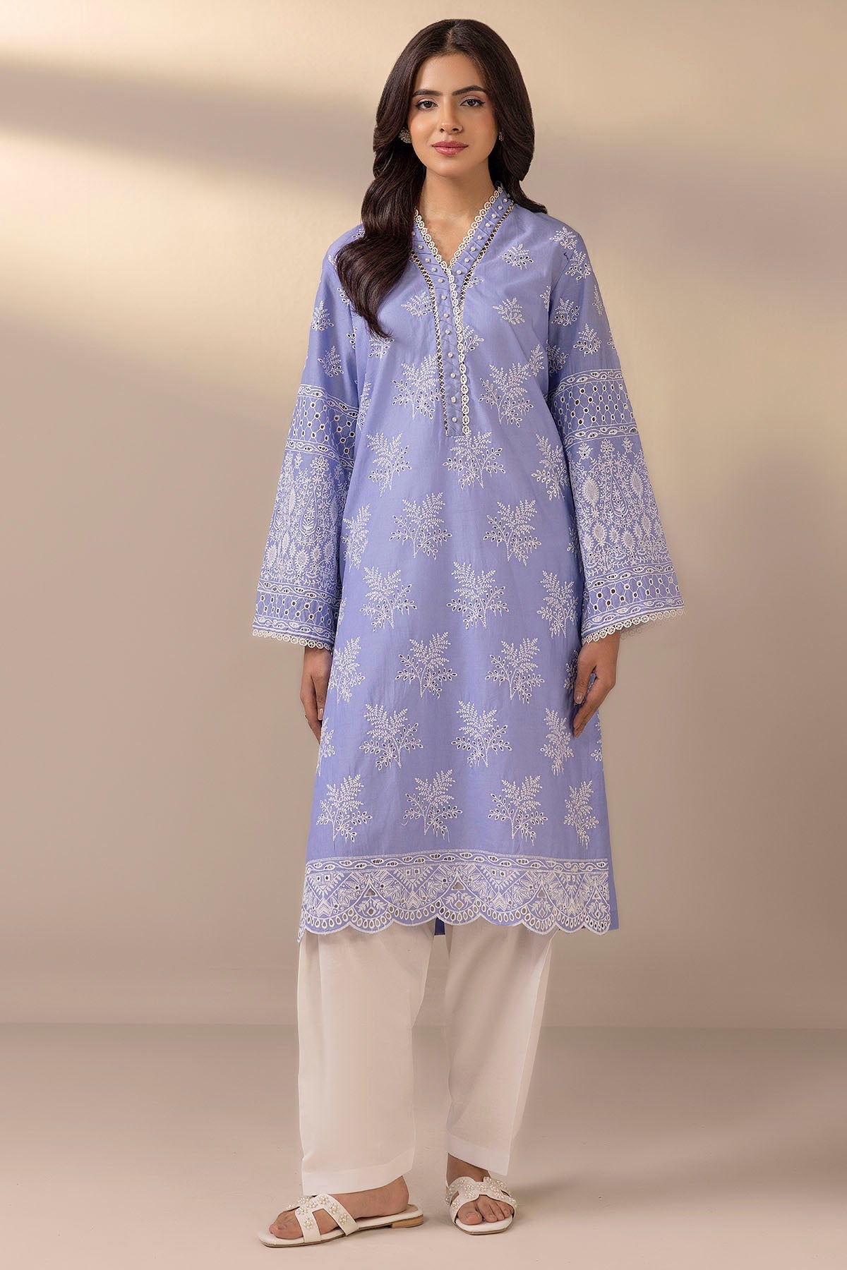 4784-AQUAMARINE EMBROIDERED CAMBRIC STITCHED