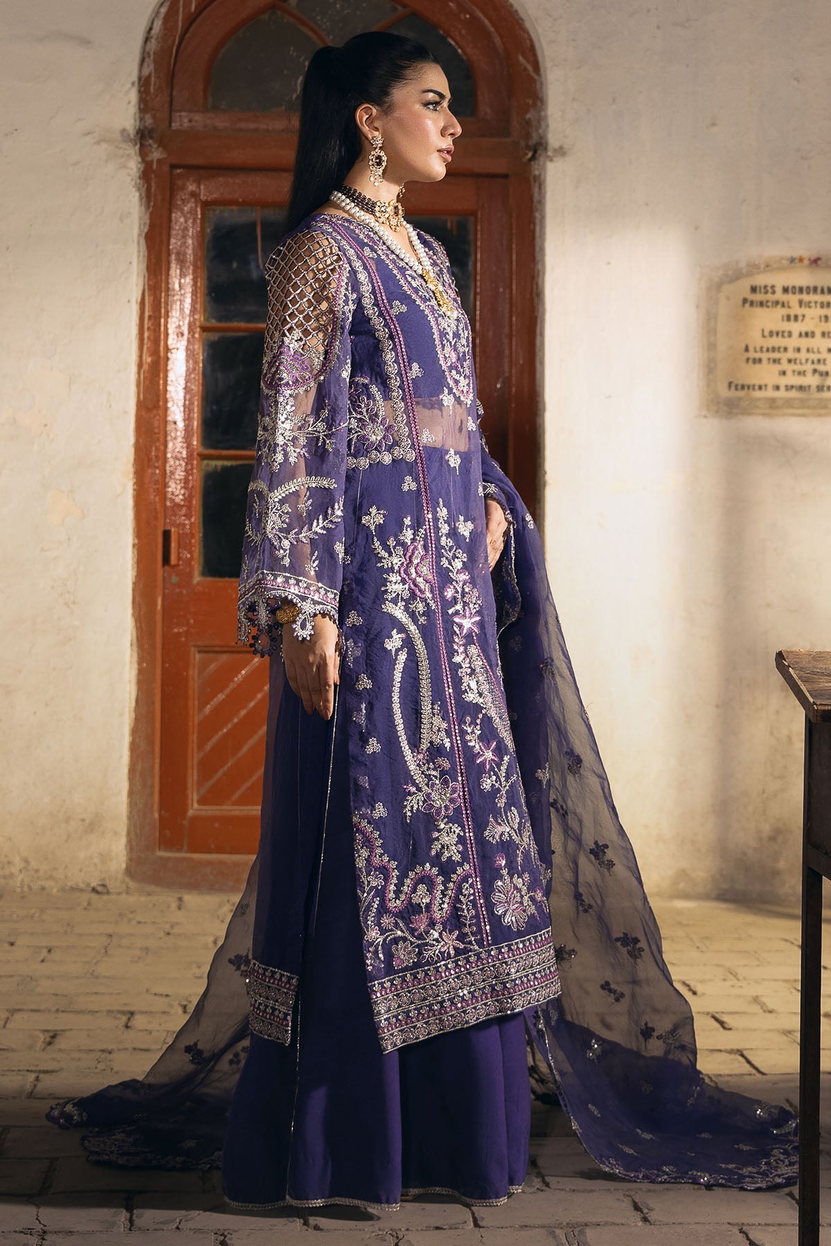 4811-DAISHA EMBROIDERED ORGANZA UNSTITCHED