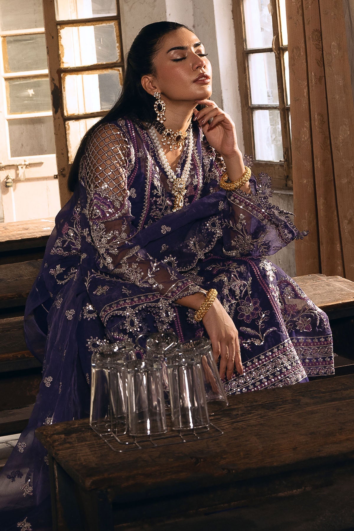 4811-DAISHA EMBROIDERED ORGANZA STITCHED