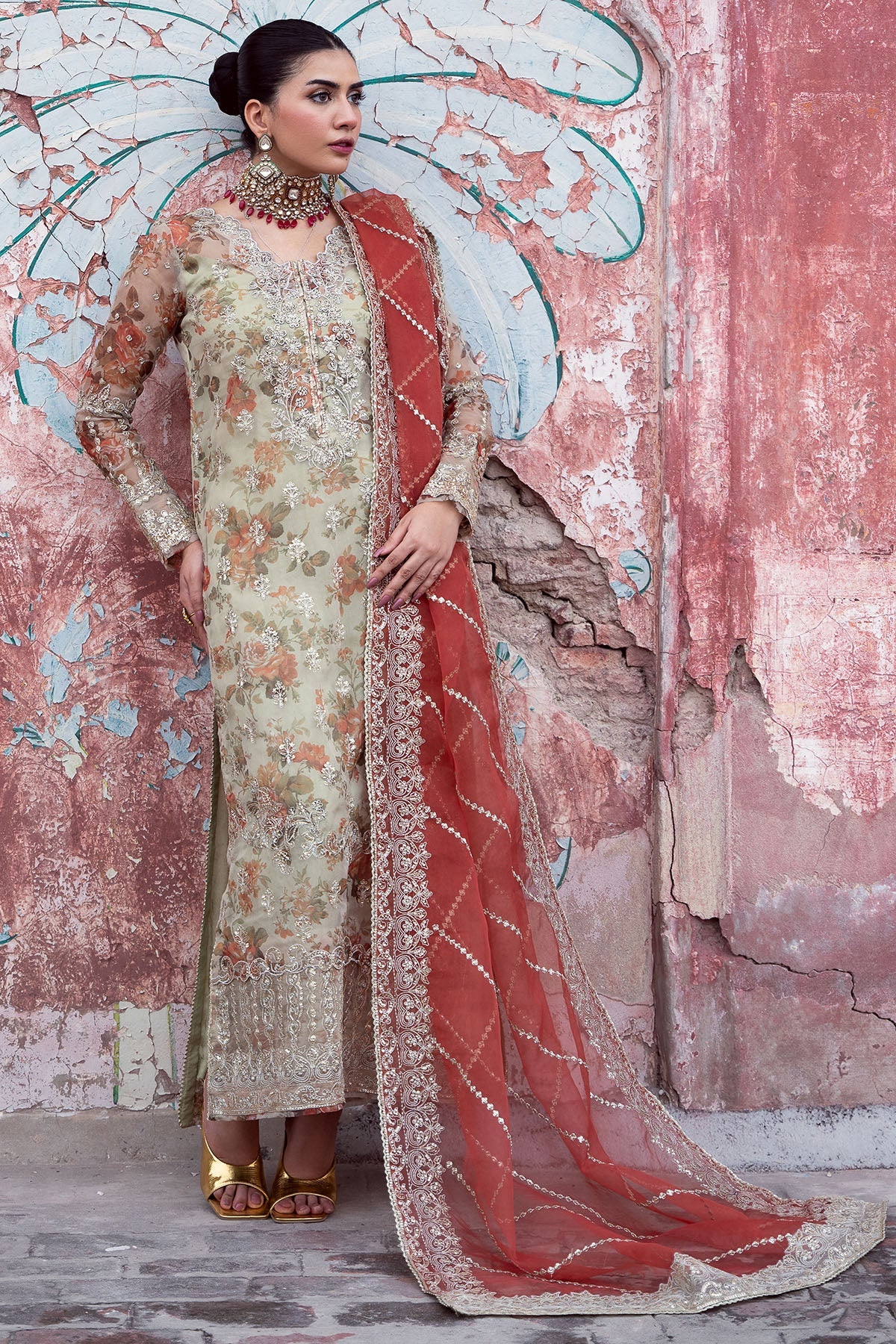 4812-EILIYAH EMBROIDERED ORGANZA STITCHED