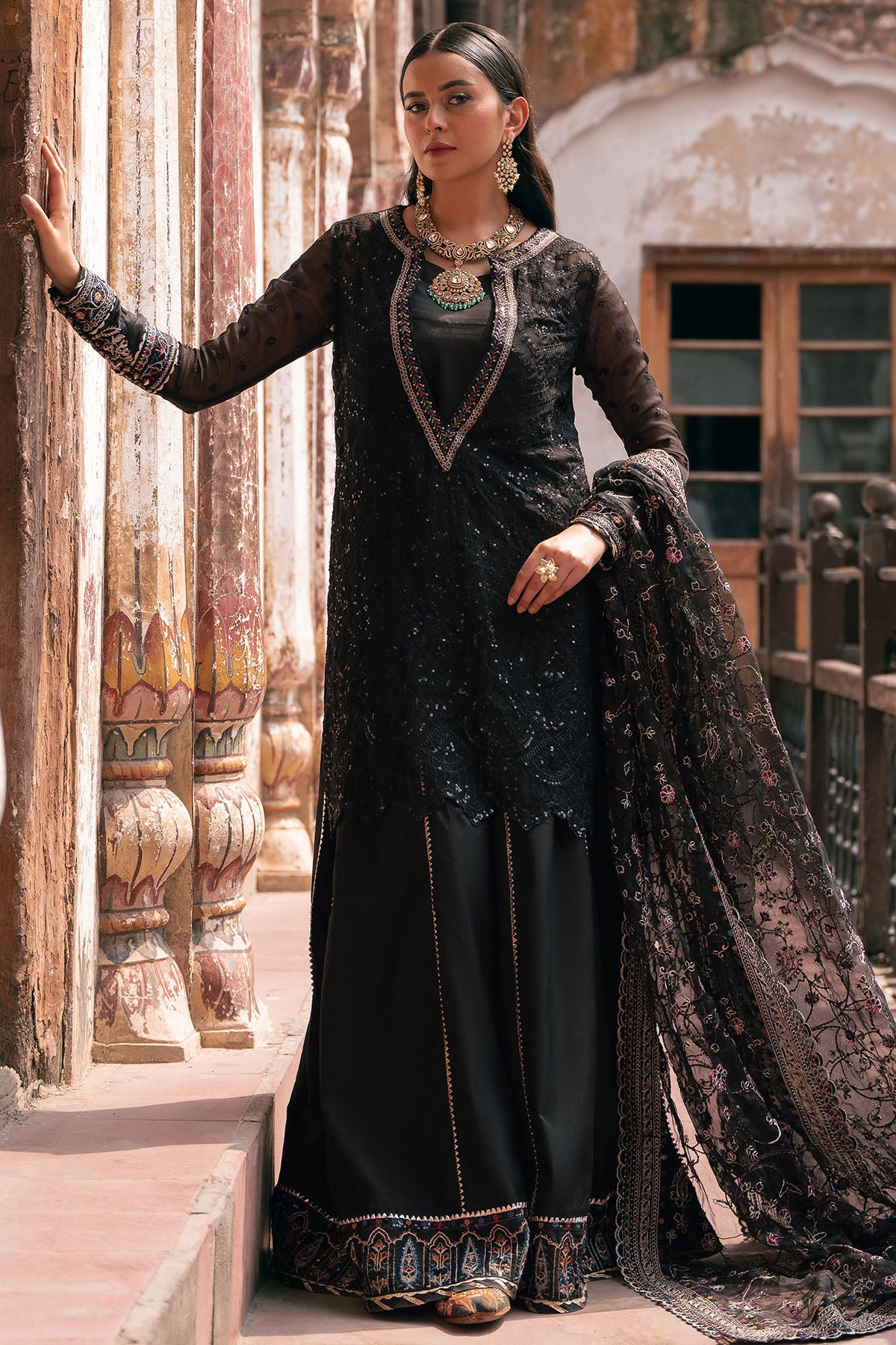 4816-GAZALA EMBROIDERED BEMBERG CHIFFON UNSTITCHED