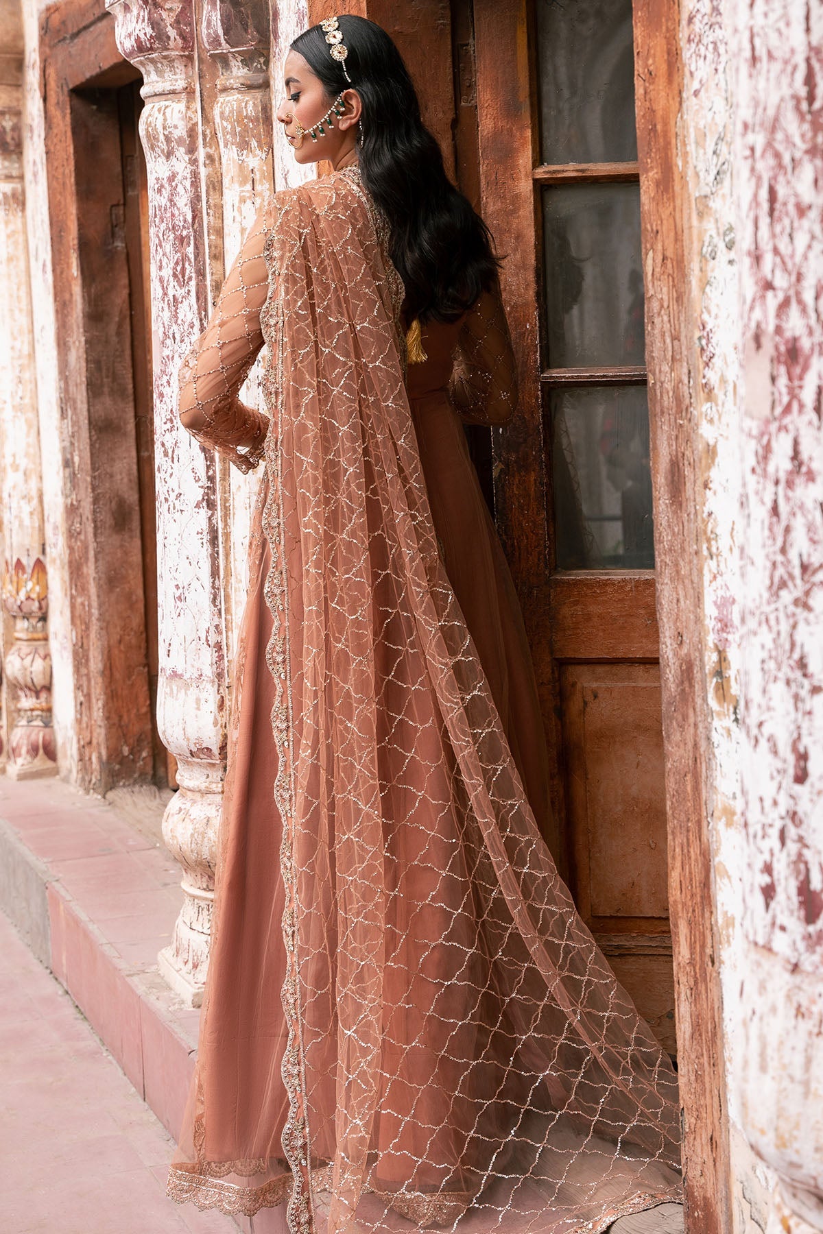 4820-MANHA EMBROIDERED SILK NET STITCHED