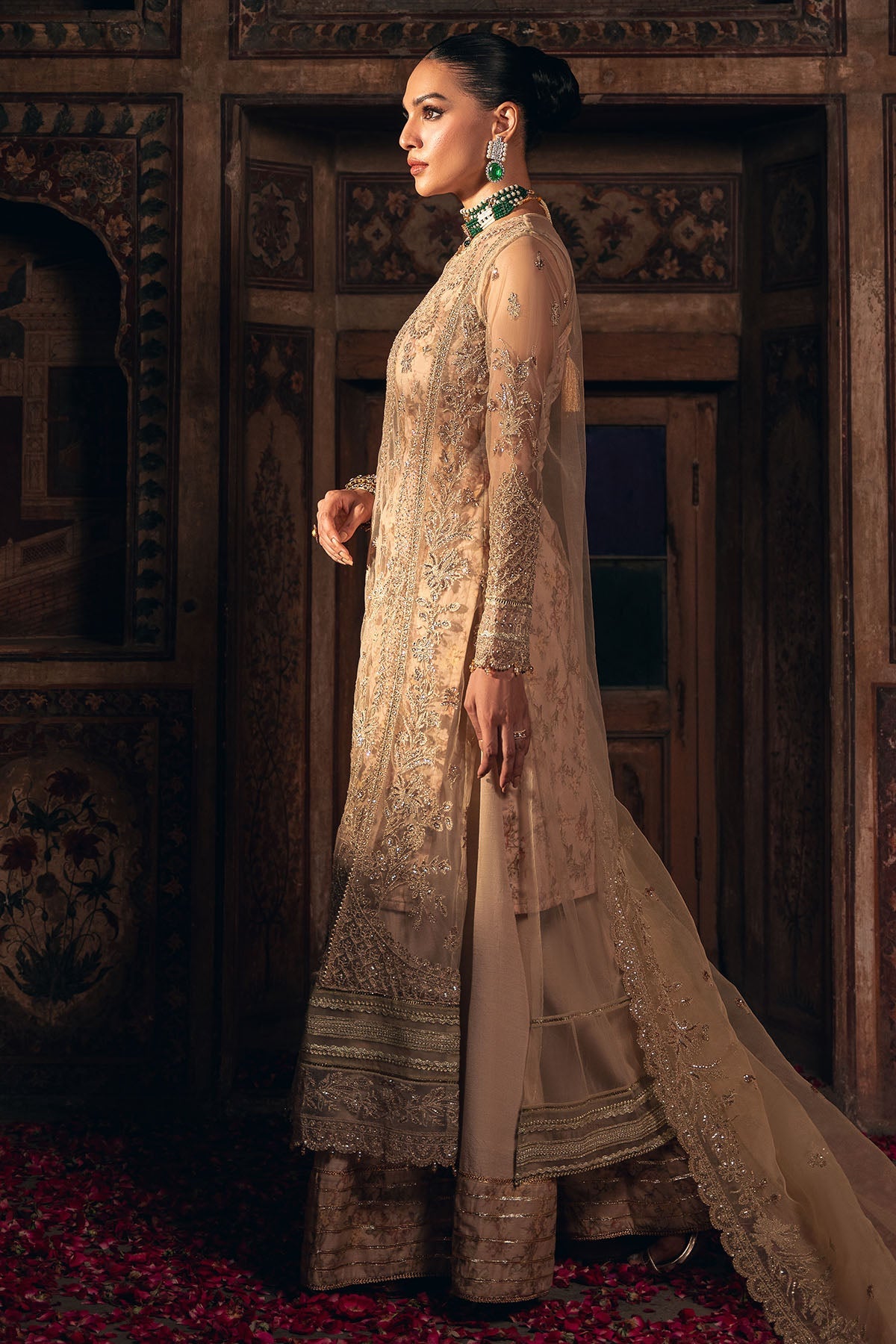 4821-SHERBANO EMBROIDERED SILK NET UNSTITCHED