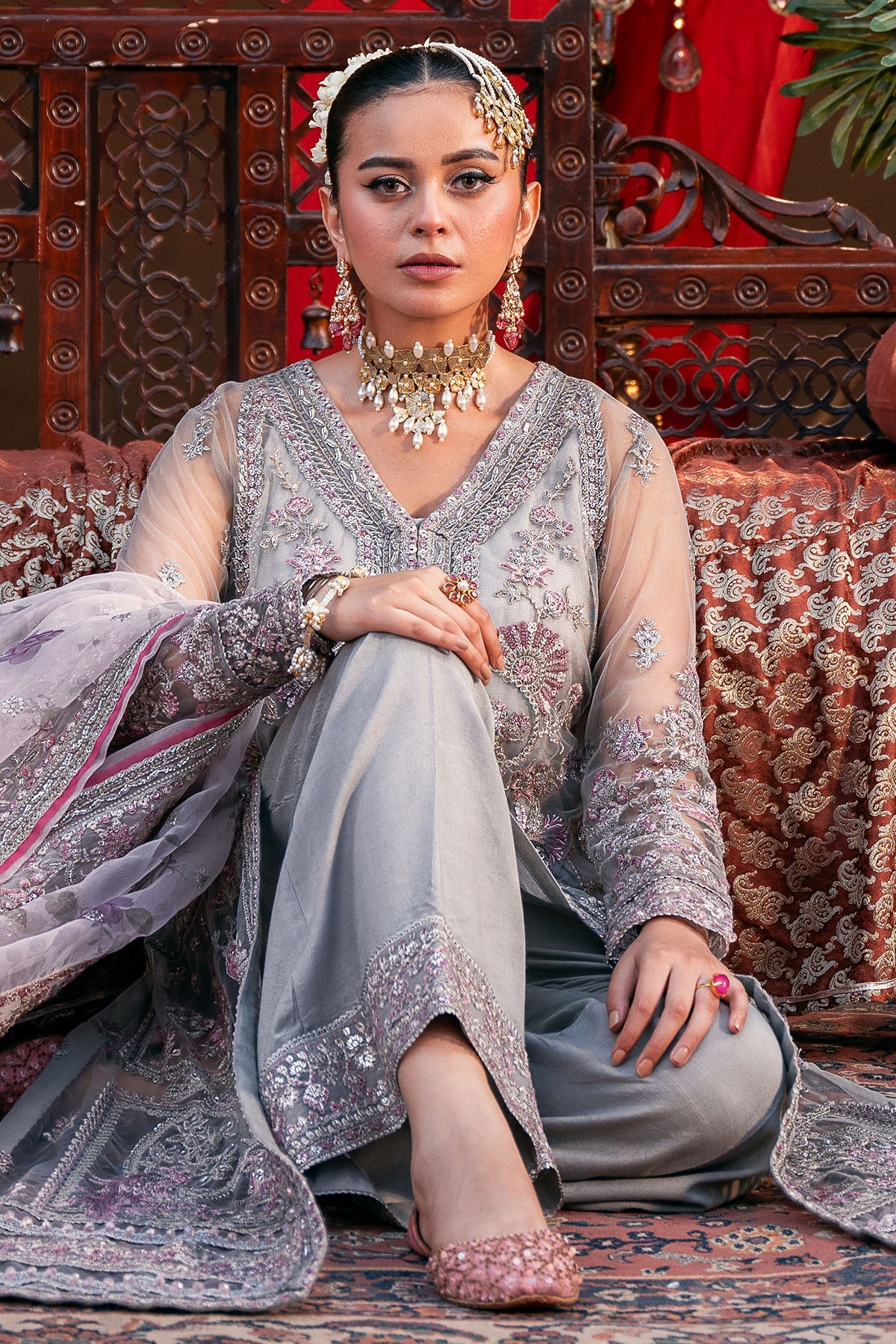 4823-QANDEEL EMBROIDERED SILK NET UNSTITCHED