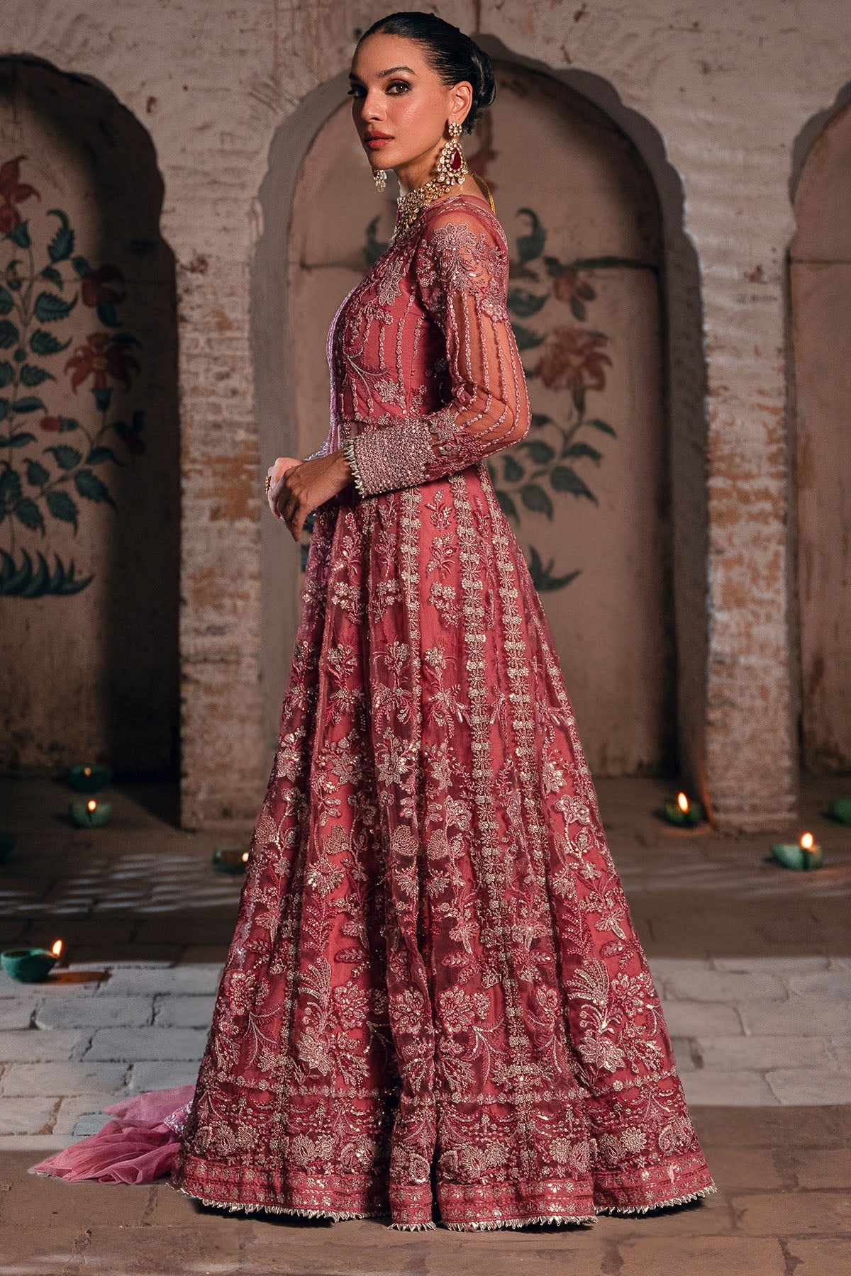 4827-RAYAH EMBROIDERED SILK NET STITCHED