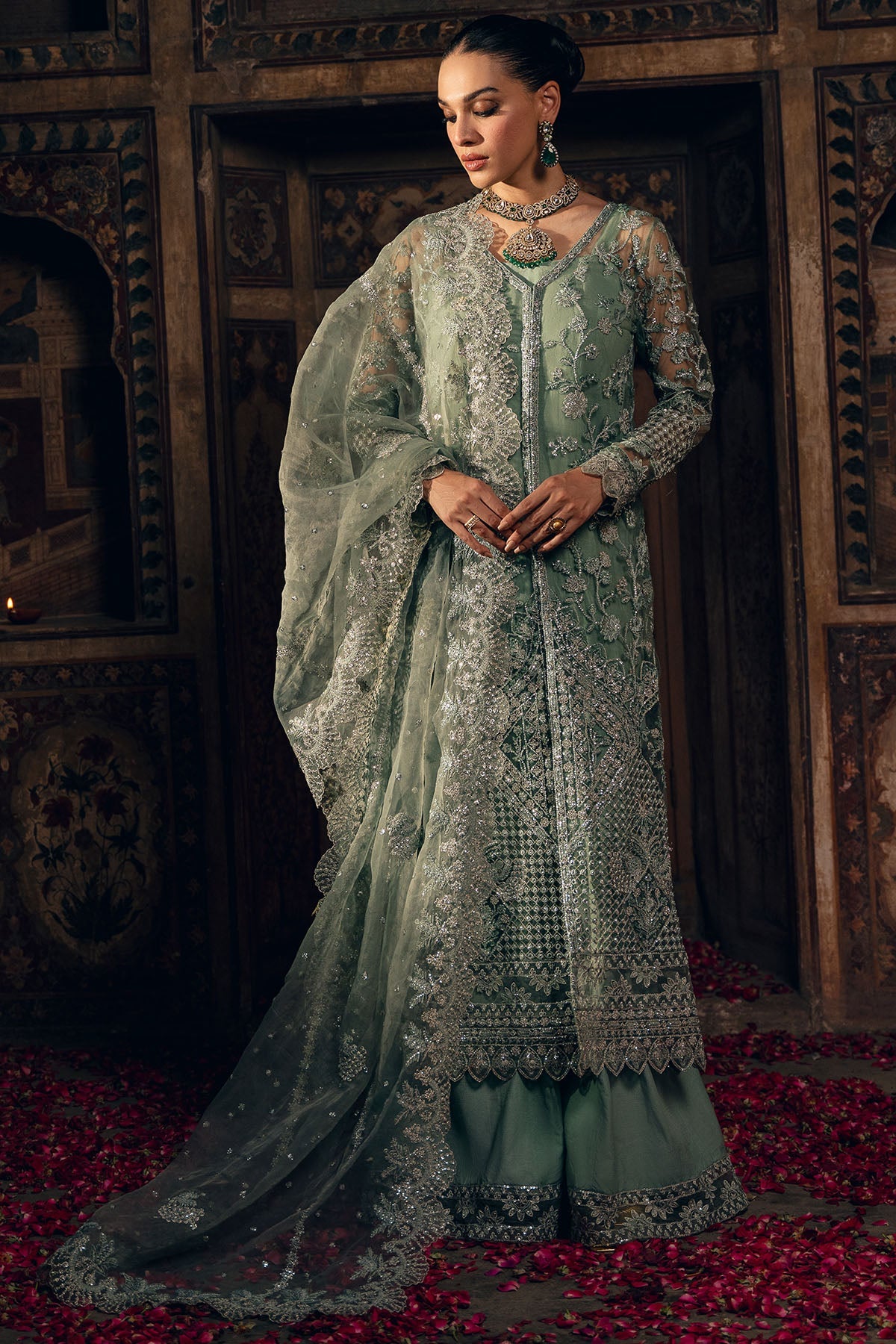 4828-ELHAM EMBROIDERED SILK NET STITCHED