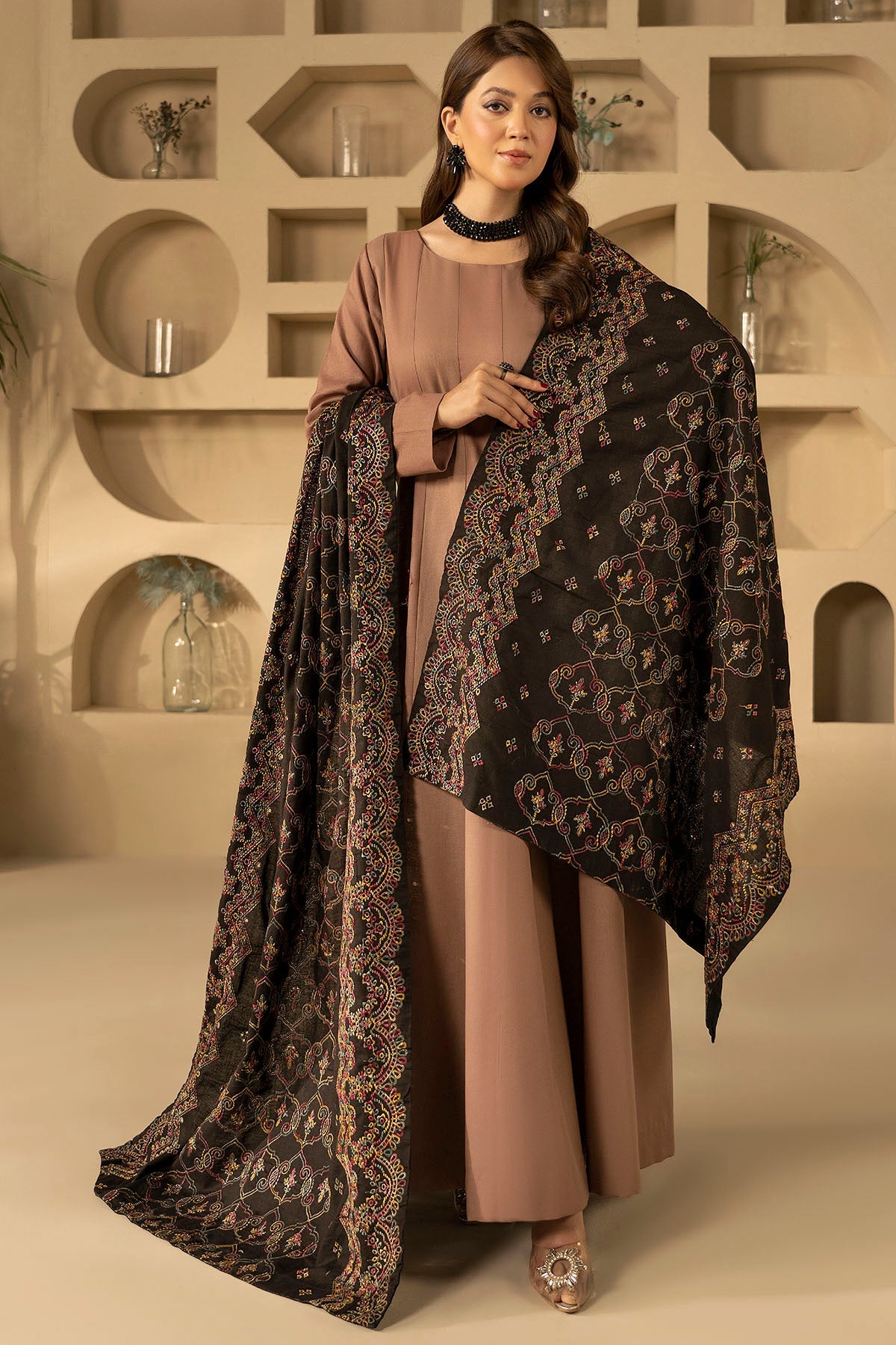4903-NAAIRAH EMBROIDERED KHADDAR SHAWL