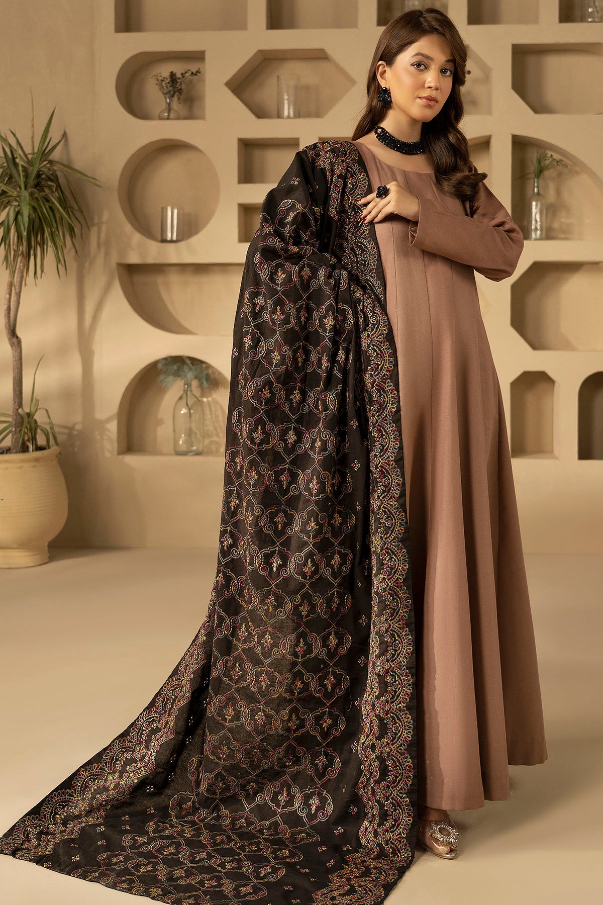 4903-NAAIRAH EMBROIDERED KHADDAR SHAWL