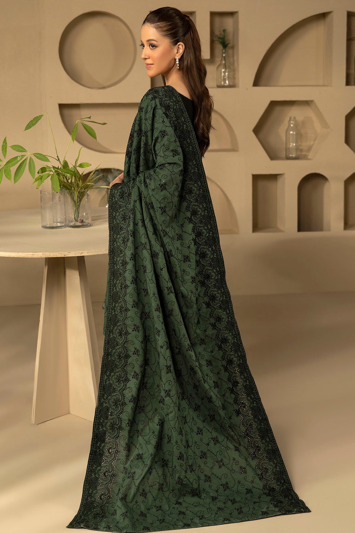 4904-ABLAH EMBROIDERED KHADDAR SHAWL