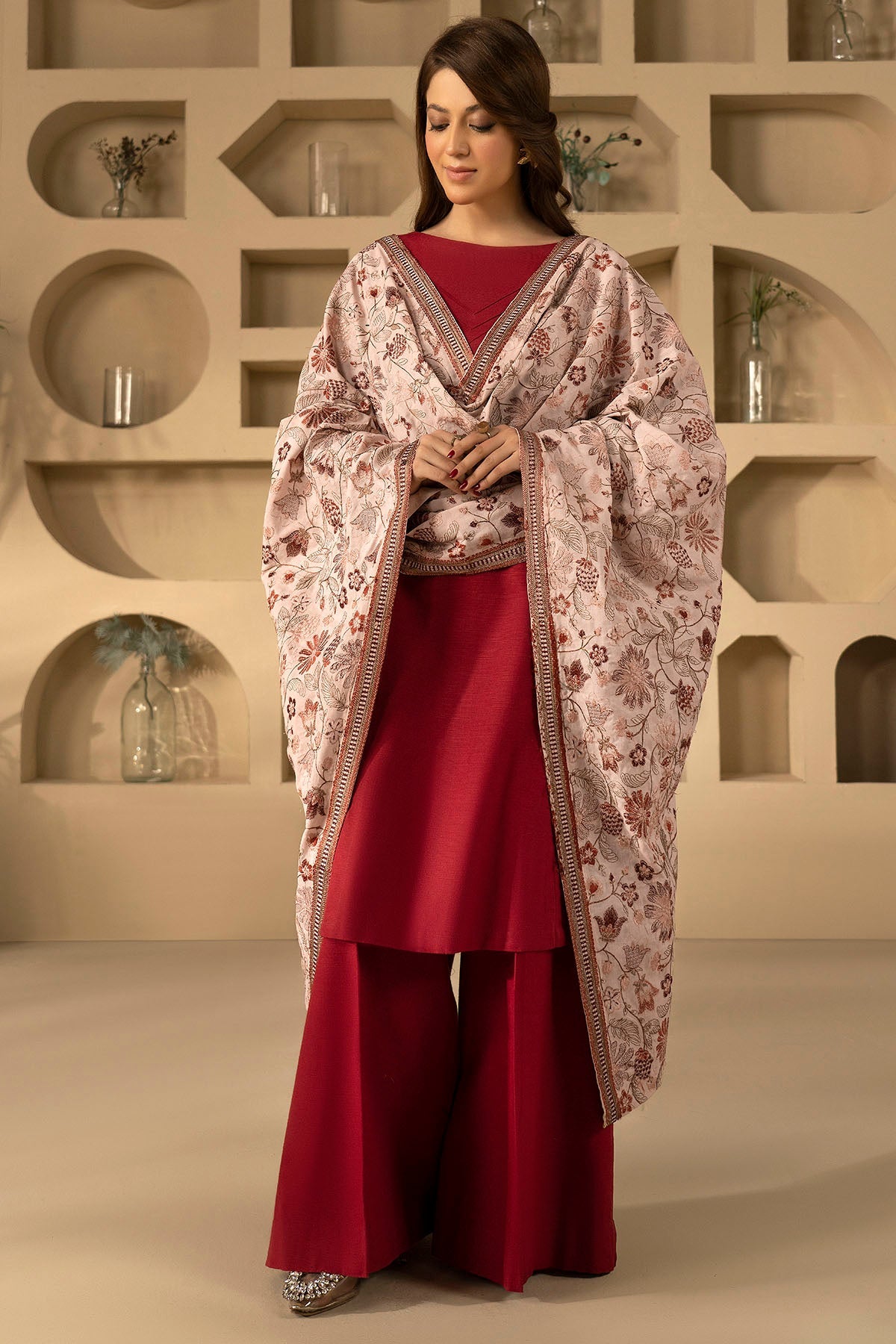 4914-YUMNA EMBROIDERED KHADDAR SHAWL