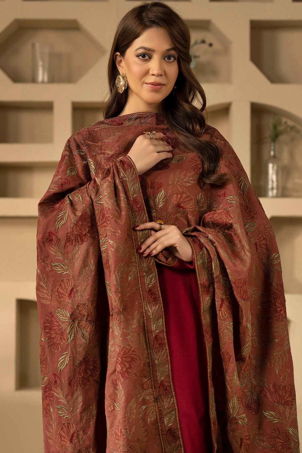 4917-RUHOI EMBROIDERED KHADDAR SHAWL